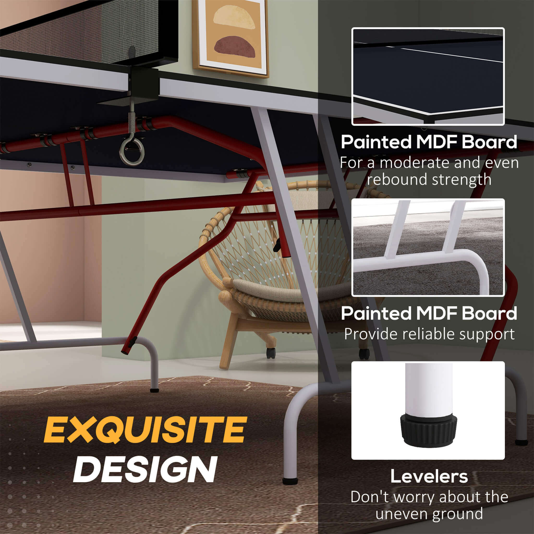 Portable Foldable Full Size Ping Pong Table Tennis Table With Net And Accessories (SAK64929) - Energize Trek