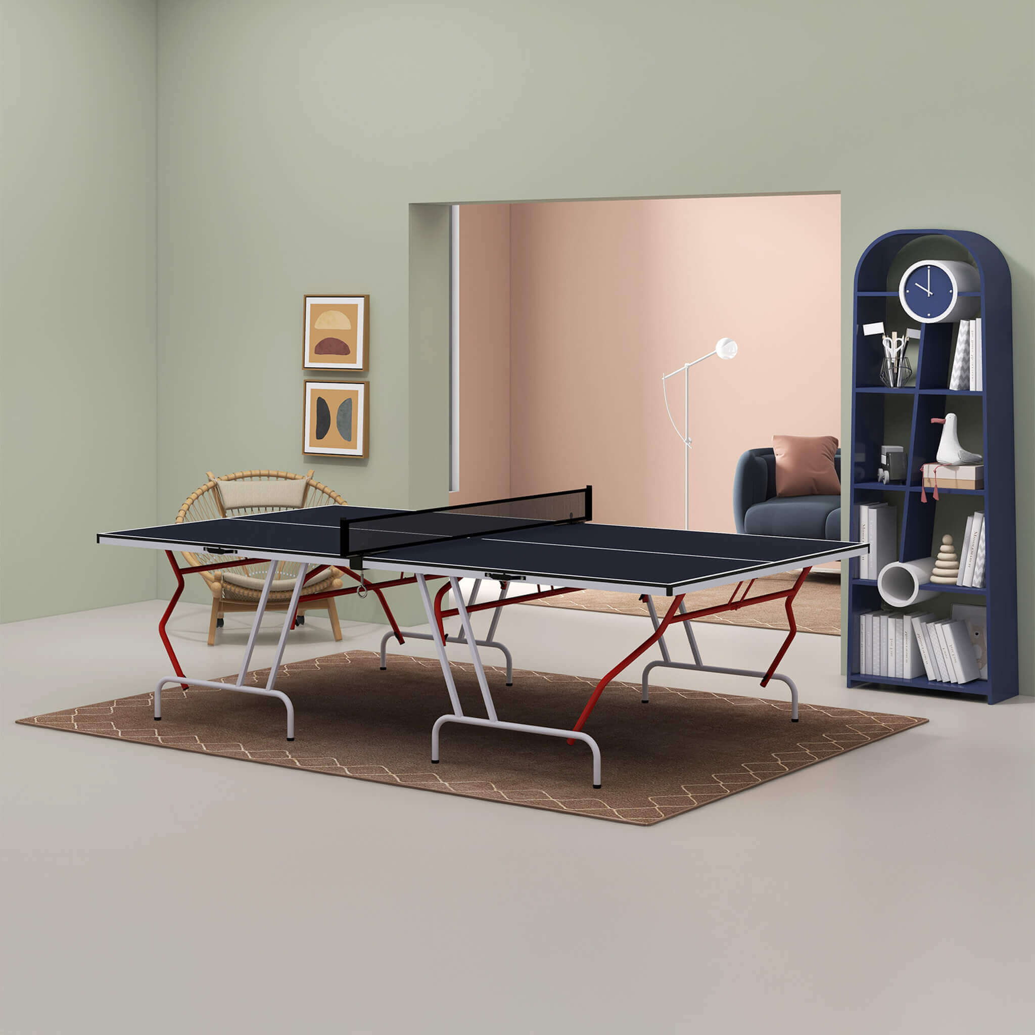 Portable Foldable Full Size Ping Pong Table Tennis Table With Net And Accessories (SAK64929) - Energize Trek