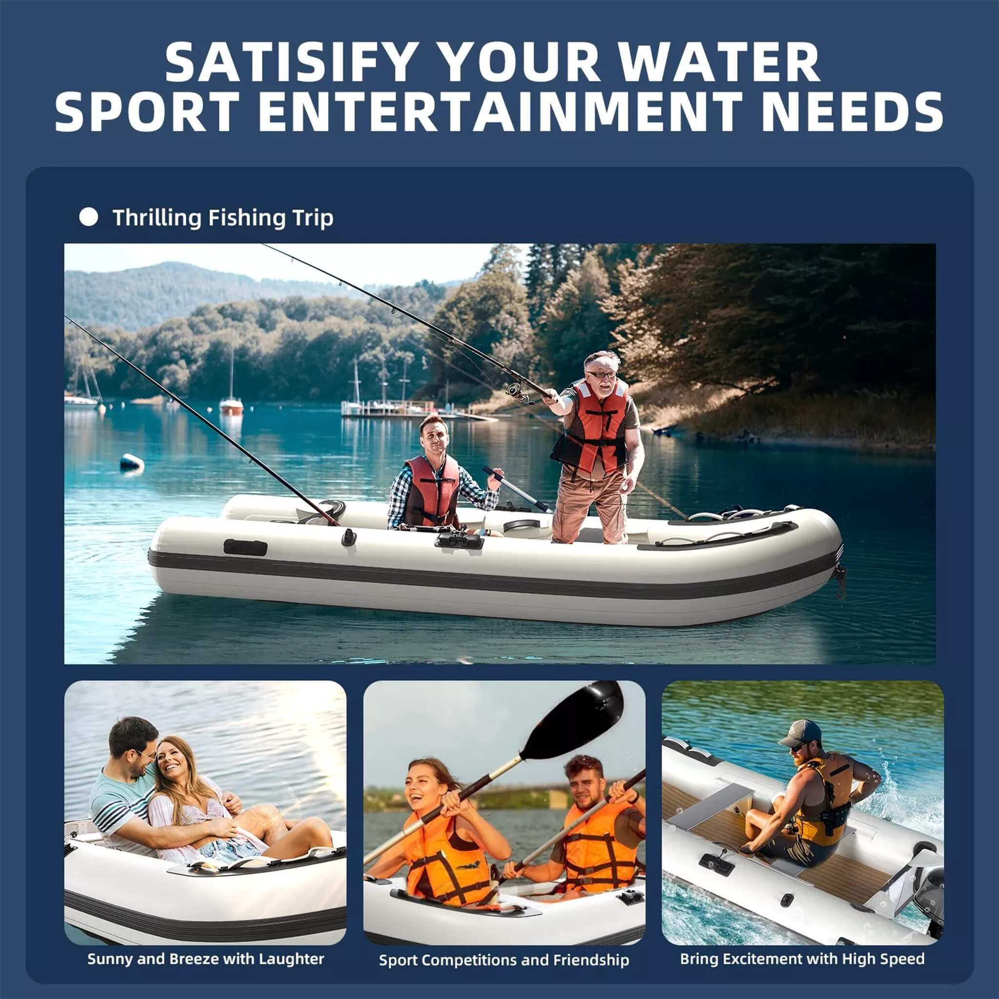 Portable Inflatable Dinghy Boat Kit With Accessories (SAK93784) - Energize Trek