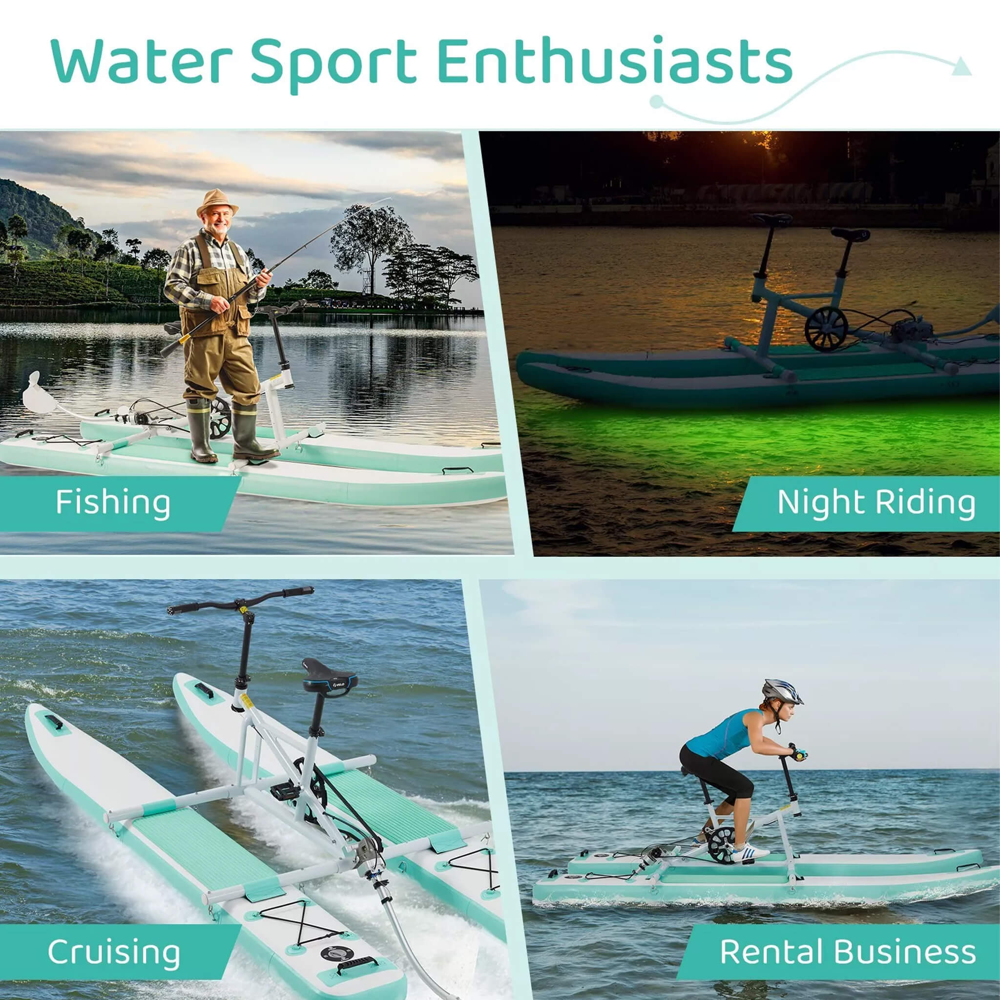 Portable Inflatable Water Marine Pedal Water Bike Kit With Accessories (SAK61284) - Energize Trek