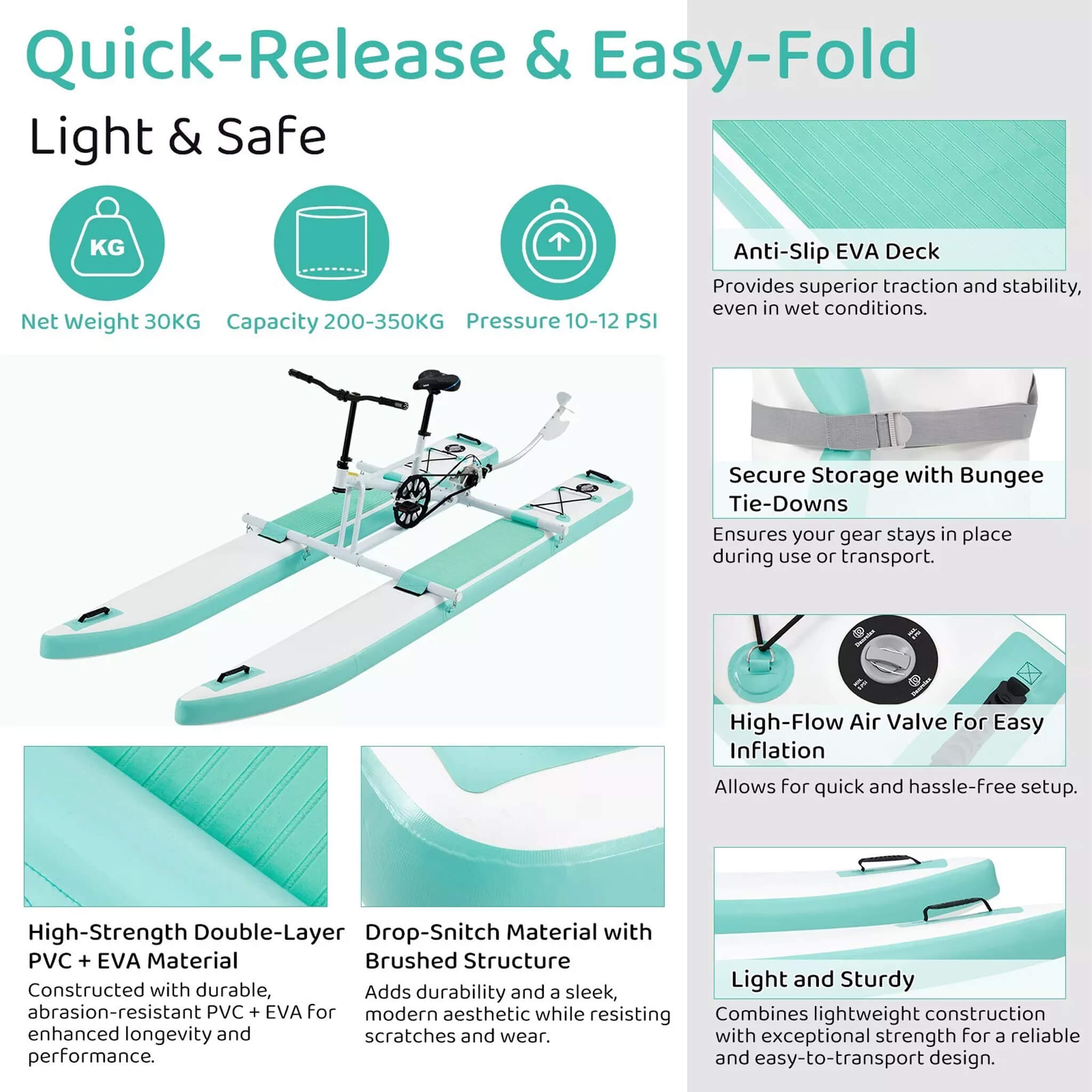 Portable Inflatable Water Marine Pedal Water Bike Kit With Accessories (SAK61284) - Energize Trek