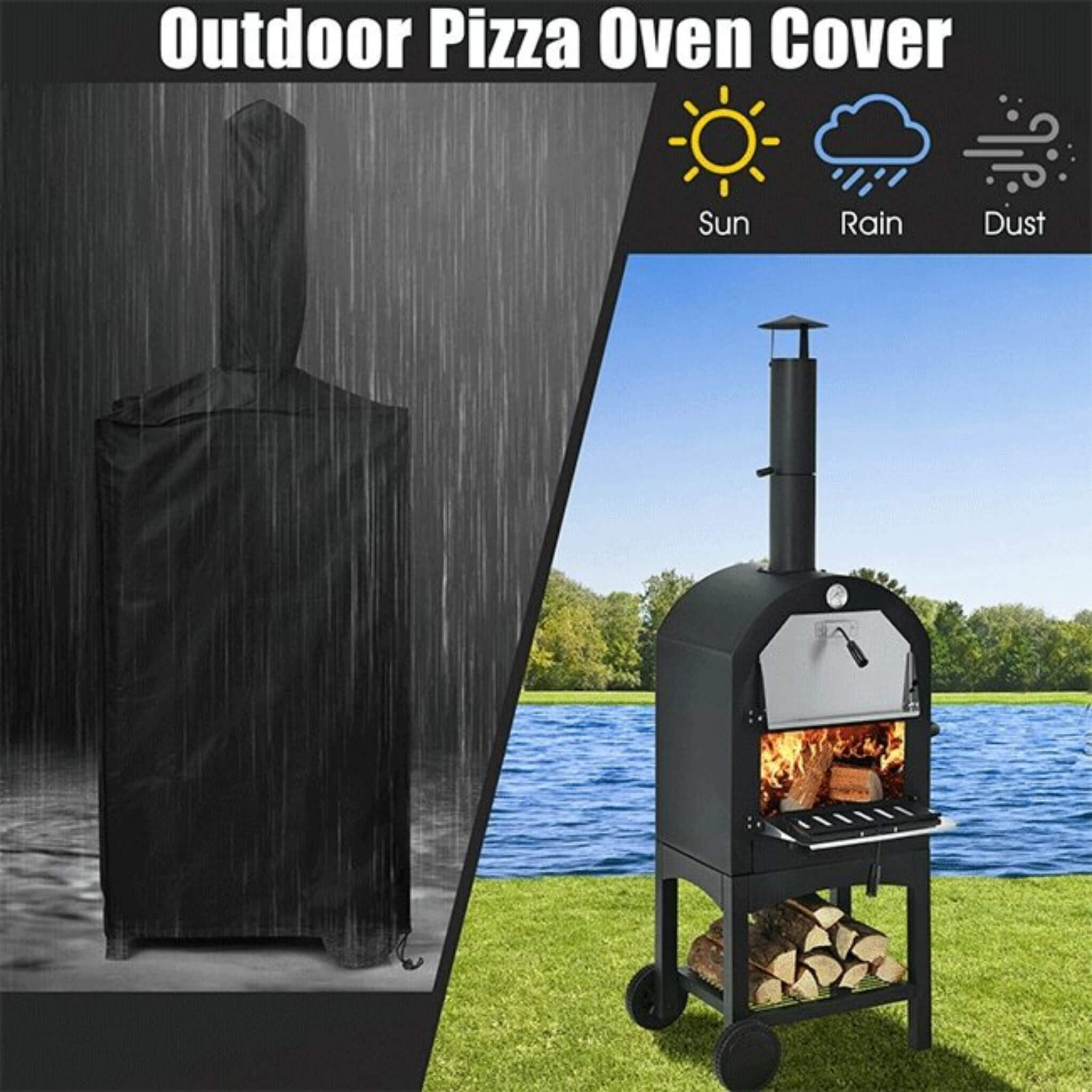 Portable Outdoor Wood Fired Pizza Oven W/ Pizza Stone & Waterproof Cover (SAK82635) - Energize Trek