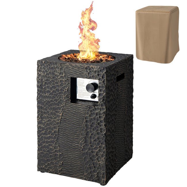 Premium 16FT Square Outdoor Propane Fire Pit W/ Lava Rocks Waterproof Cover, 30,000 BTU (93195268) - Energize Trek