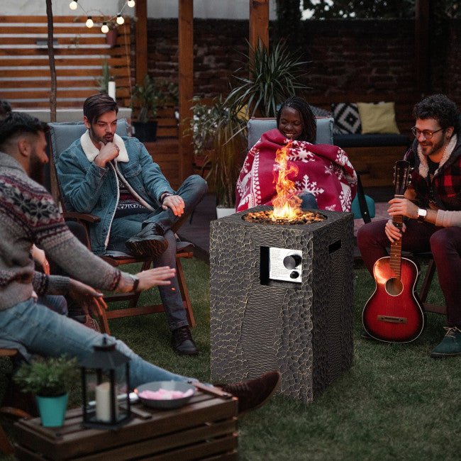 Premium 16FT Square Outdoor Propane Fire Pit W/ Lava Rocks Waterproof Cover, 30,000 BTU (93195268) - Energize Trek