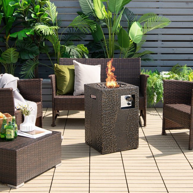 Premium 16FT Square Outdoor Propane Fire Pit W/ Lava Rocks Waterproof Cover, 30,000 BTU (93195268) - Energize Trek