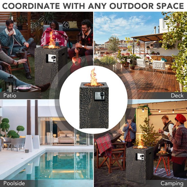 Premium 16FT Square Outdoor Propane Fire Pit W/ Lava Rocks Waterproof Cover, 30,000 BTU (93195268) - Energize Trek