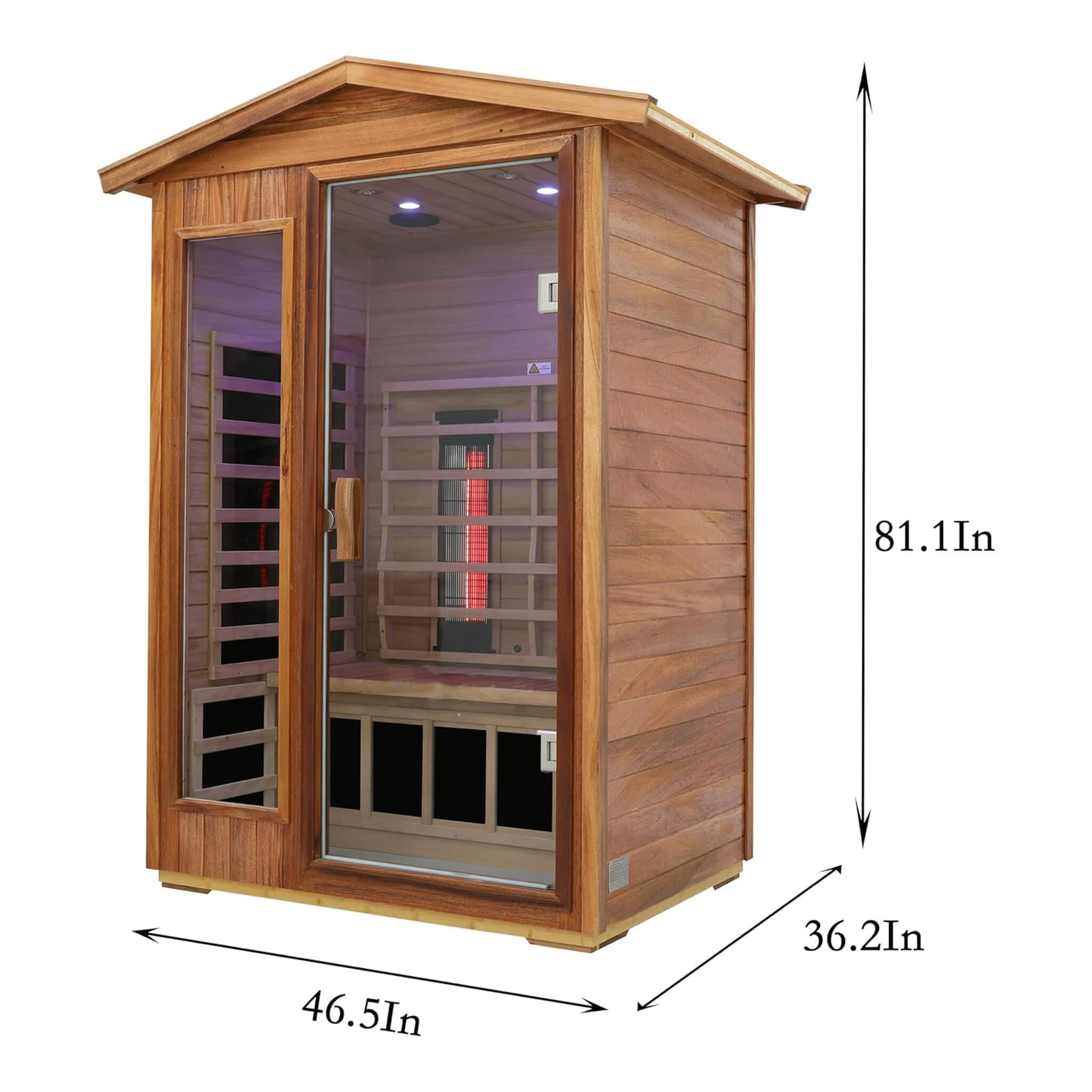 Deluxe 2-Person Outdoor Mahogany Low EMF Far Infrared Sauna With Bluetooth Audio And LED Lights (SAK83719) - Energize Trek