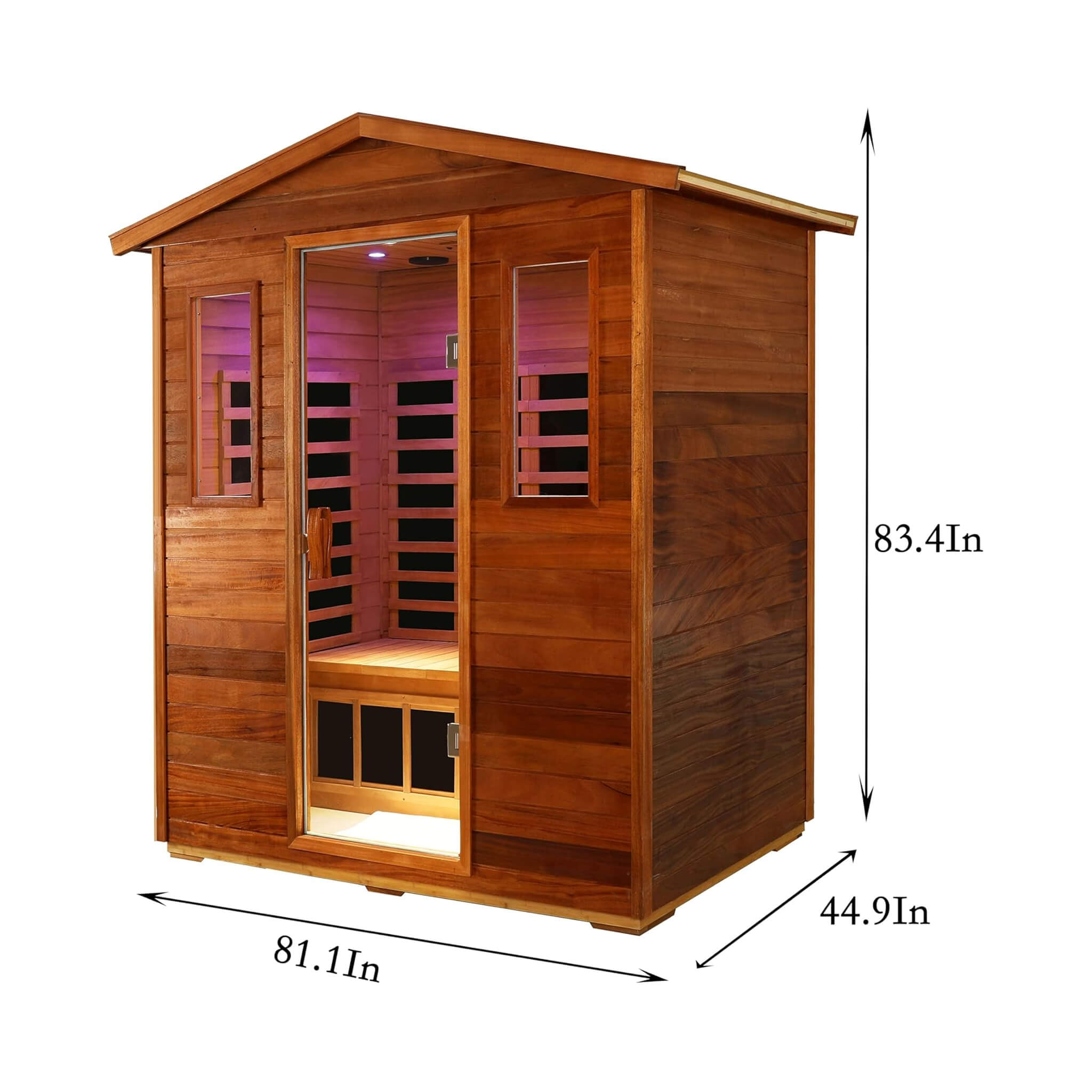 Luxury 3-Person Outdoor Mahogany Full Spectrum Ultra-Low EMF FAR Infrared Sauna With Chromotherapy And Bluetooth Speakers (SAK83460) - Energize Trek