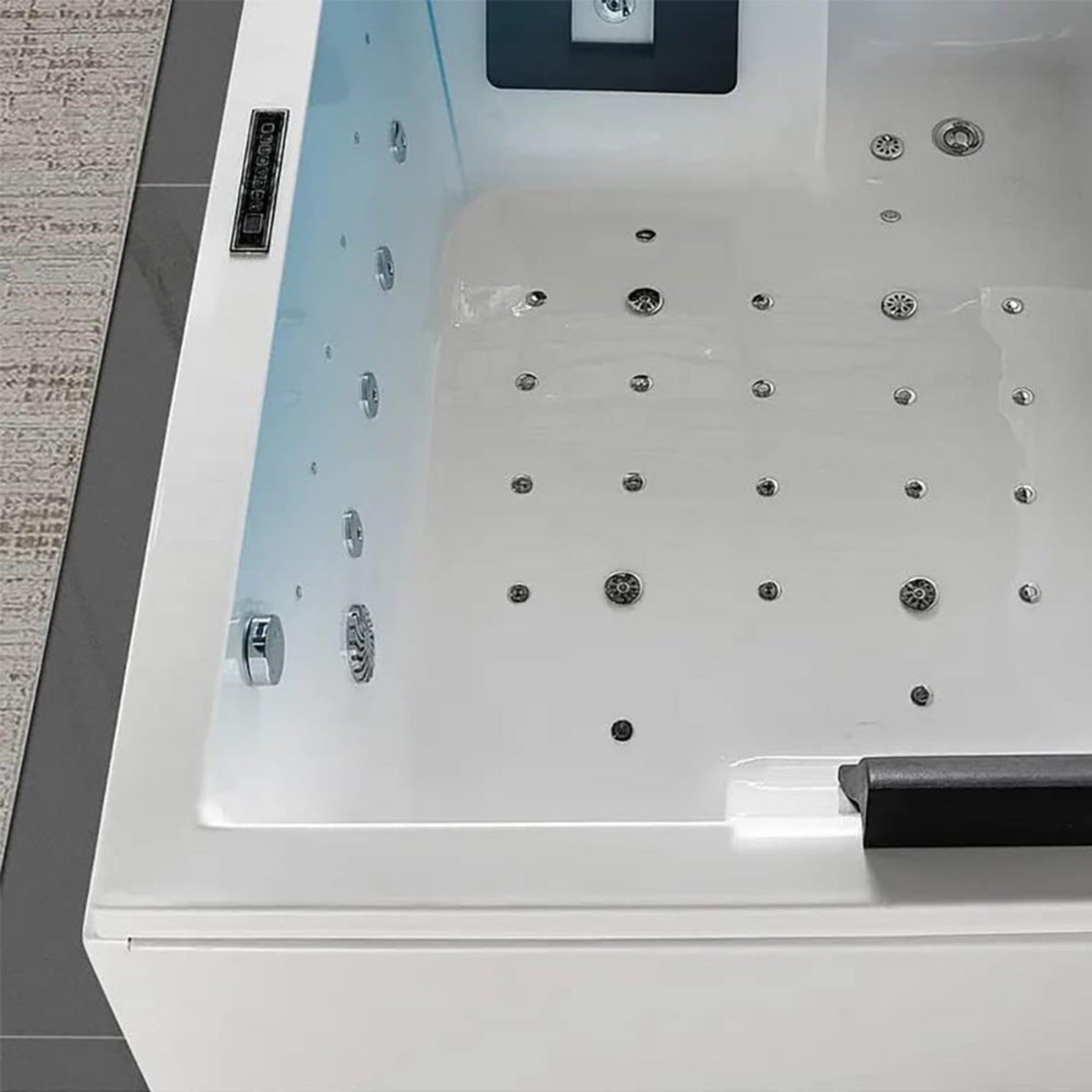 Premium 71 Inch Modern Acrylic Soaking Bathtub With Bubble Jets And LED Lighting (SAK26415) - Energize Trek