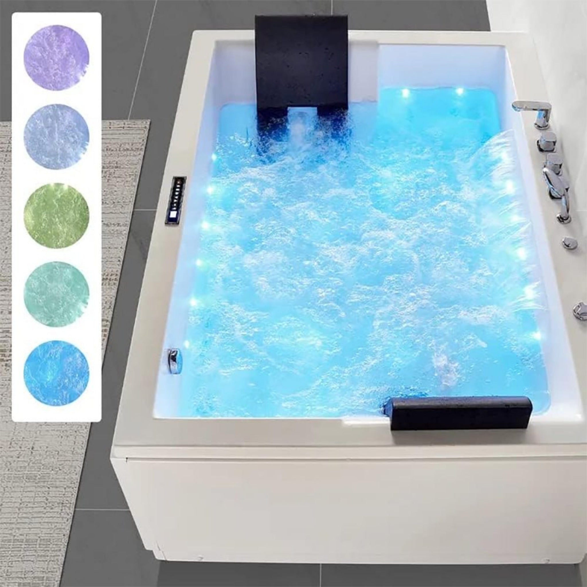 Premium 71 Inch Modern Acrylic Soaking Bathtub With Bubble Jets And LED Lighting (SAK26415) - Energize Trek