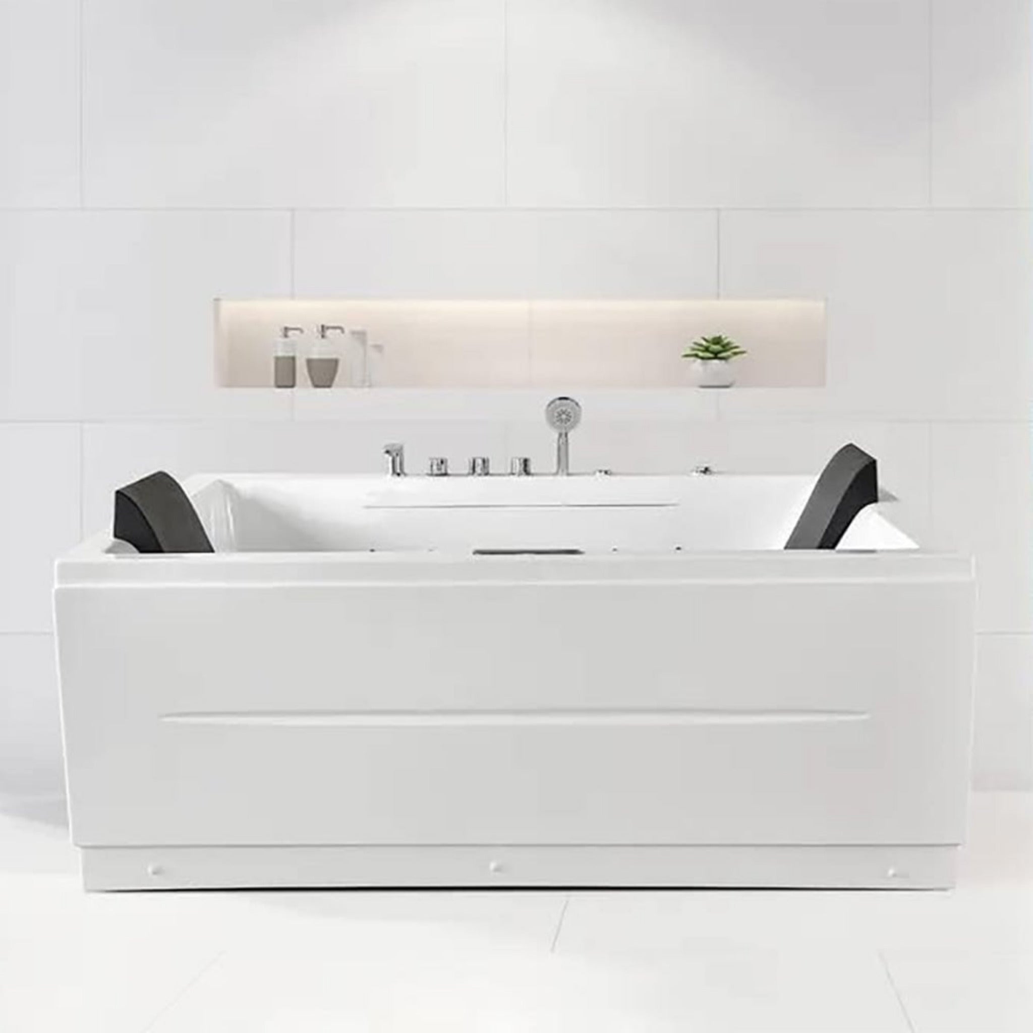 Premium 71 Inch Modern Acrylic Soaking Bathtub With Bubble Jets And LED Lighting (SAK26415) - Energize Trek