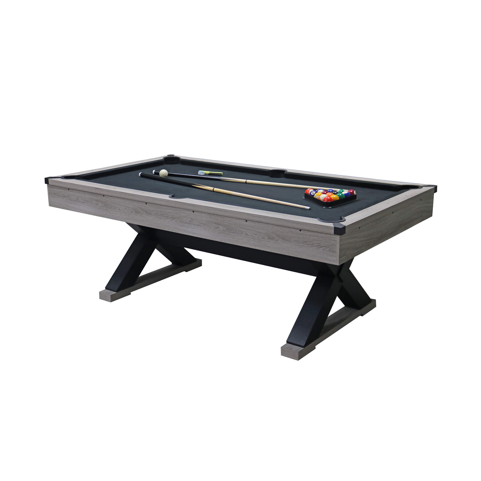 Premium 7FT Wood Billiards Pool Snooker Table Game Set With X-Shaped Legs (SAK32091) - Energize Trek
