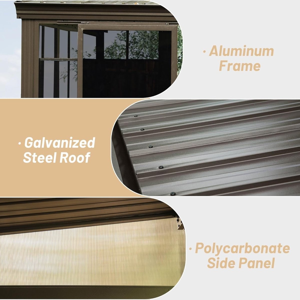 [10x12FT] Premium Against Wall Mounted Solarium Sunroom With Galvanized Steel Sloping Roof (SAK96375) - Energize Trek