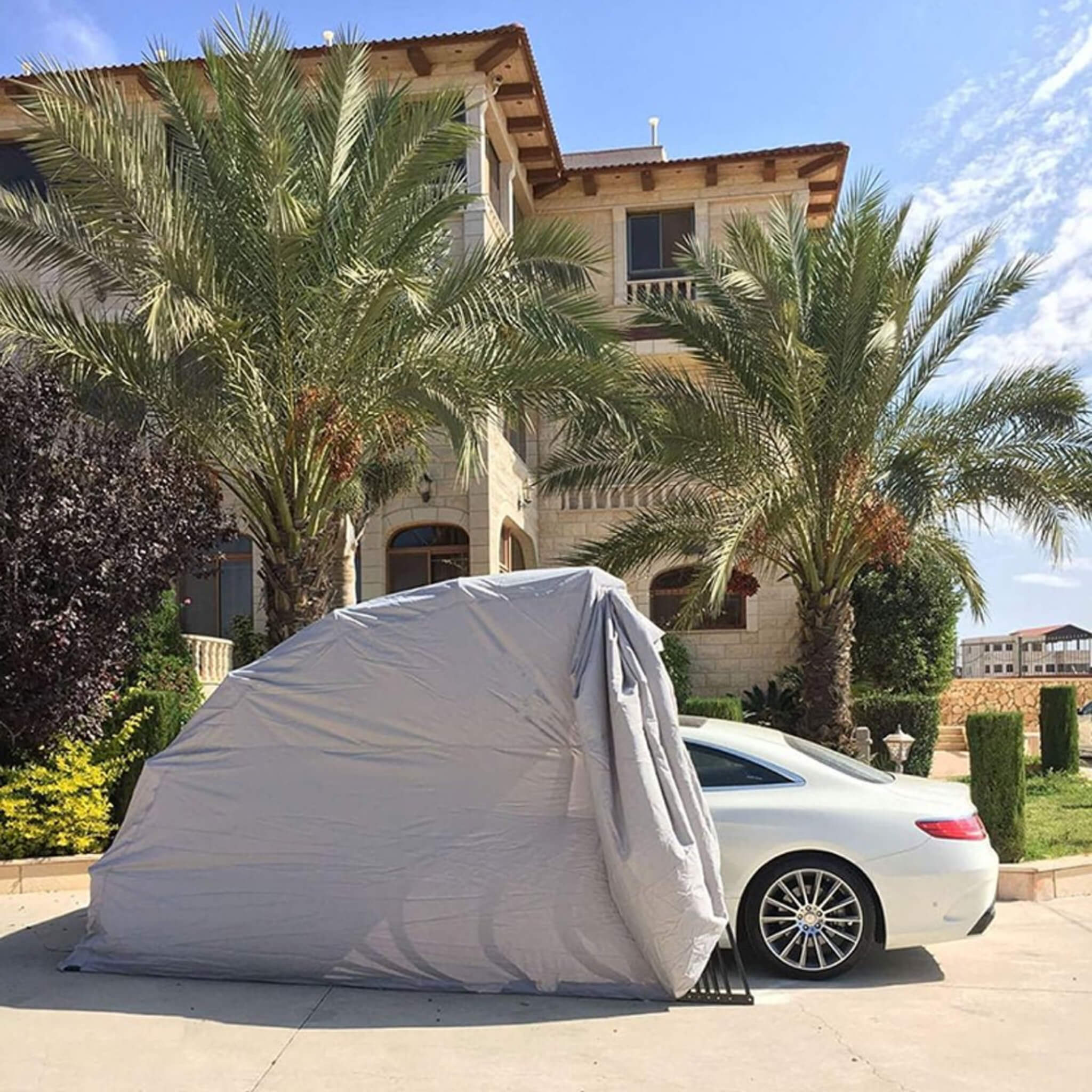 [09x20FT] Premium All-Weather Retractable Steel Frame Carport Canopy For Cars & SUVs (SAK41385) - Energize Trek