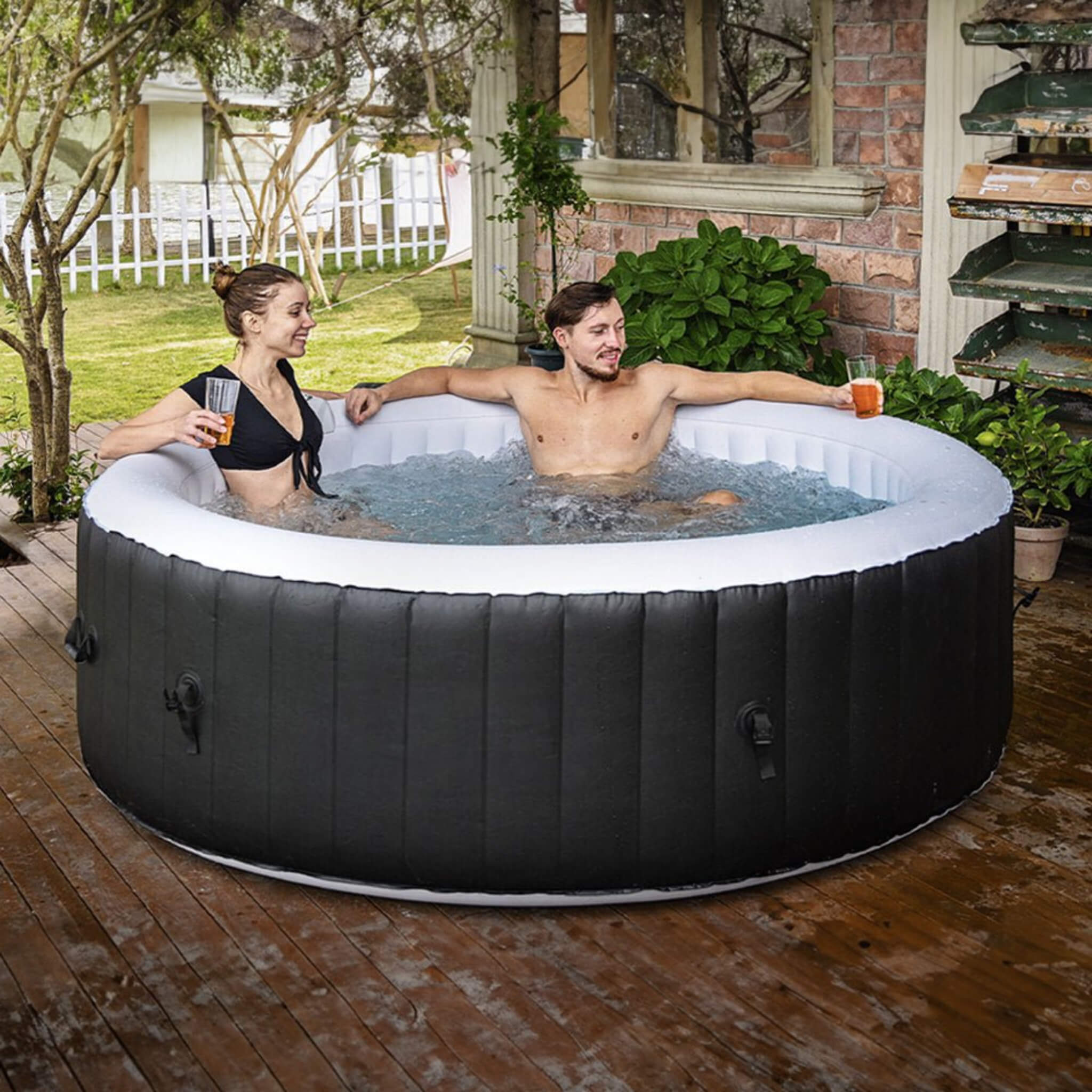 Premium Blow Up 6 Person Sauna Pool Hot Tub With 130 Jets, 7FT (SAK63510) - Energize Trek