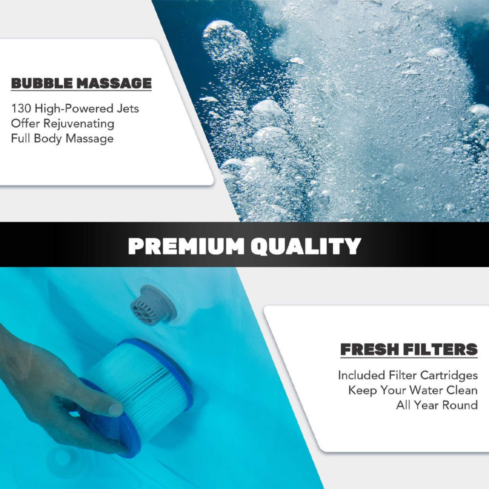 Premium Blow Up 6 Person Sauna Pool Hot Tub With 130 Jets, 7FT (SAK63510) - Energize Trek