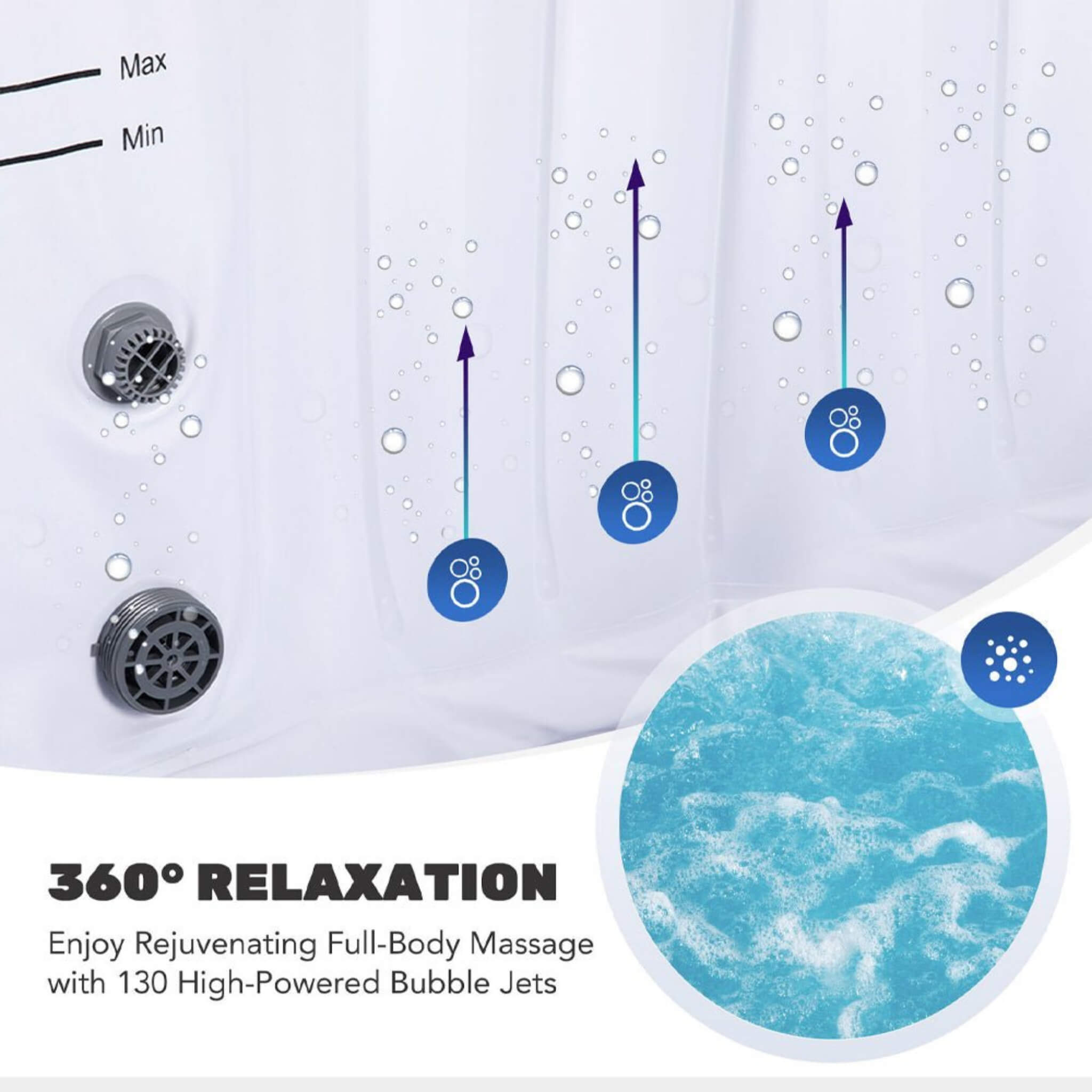 Premium Blow Up 6 Person Sauna Pool Hot Tub With 130 Jets, 7FT (SAK63510) - Energize Trek