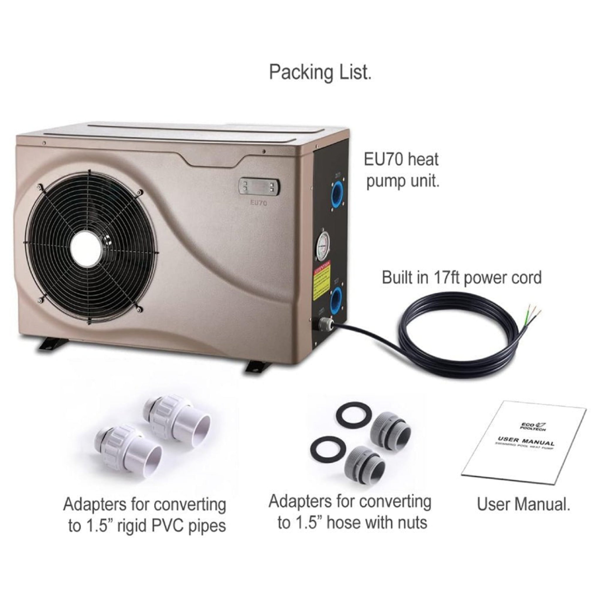 Premium Electric Backyard Swimming Pool Heater Pump For Above And Inground Pools, 6500 Gallons (SAK93571) - Energize Trek