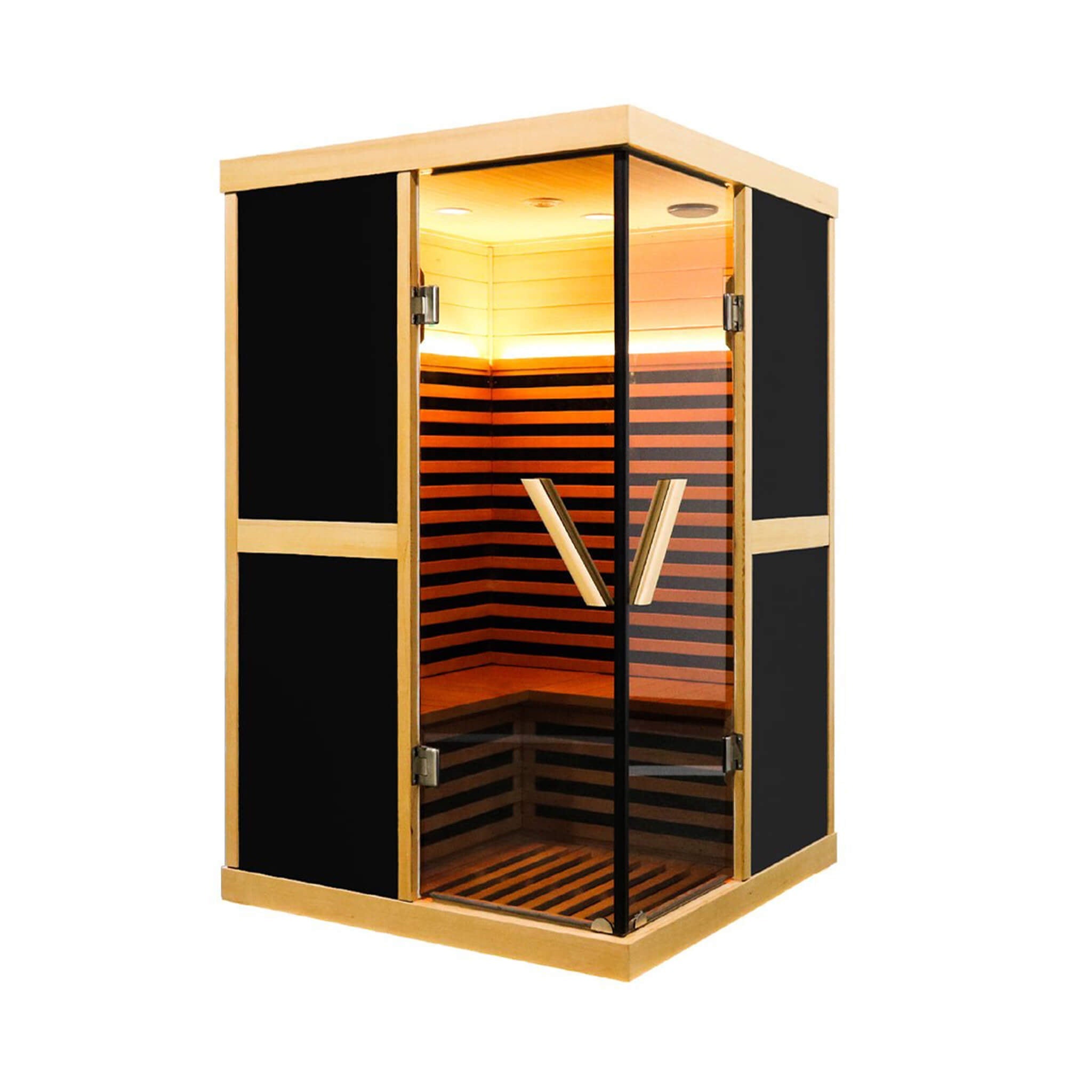 Premium Large 2-Person V-Shaped FAR Infrared Sauna Room With Double Glass Doors, 1980W (SAK96413) - Energize Trek