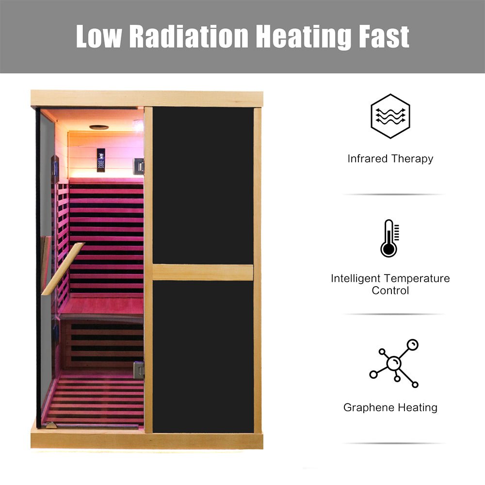 Premium Large 2-Person V-Shaped FAR Infrared Sauna Room With Double Glass Doors, 1980W (SAK96413) - Energize Trek