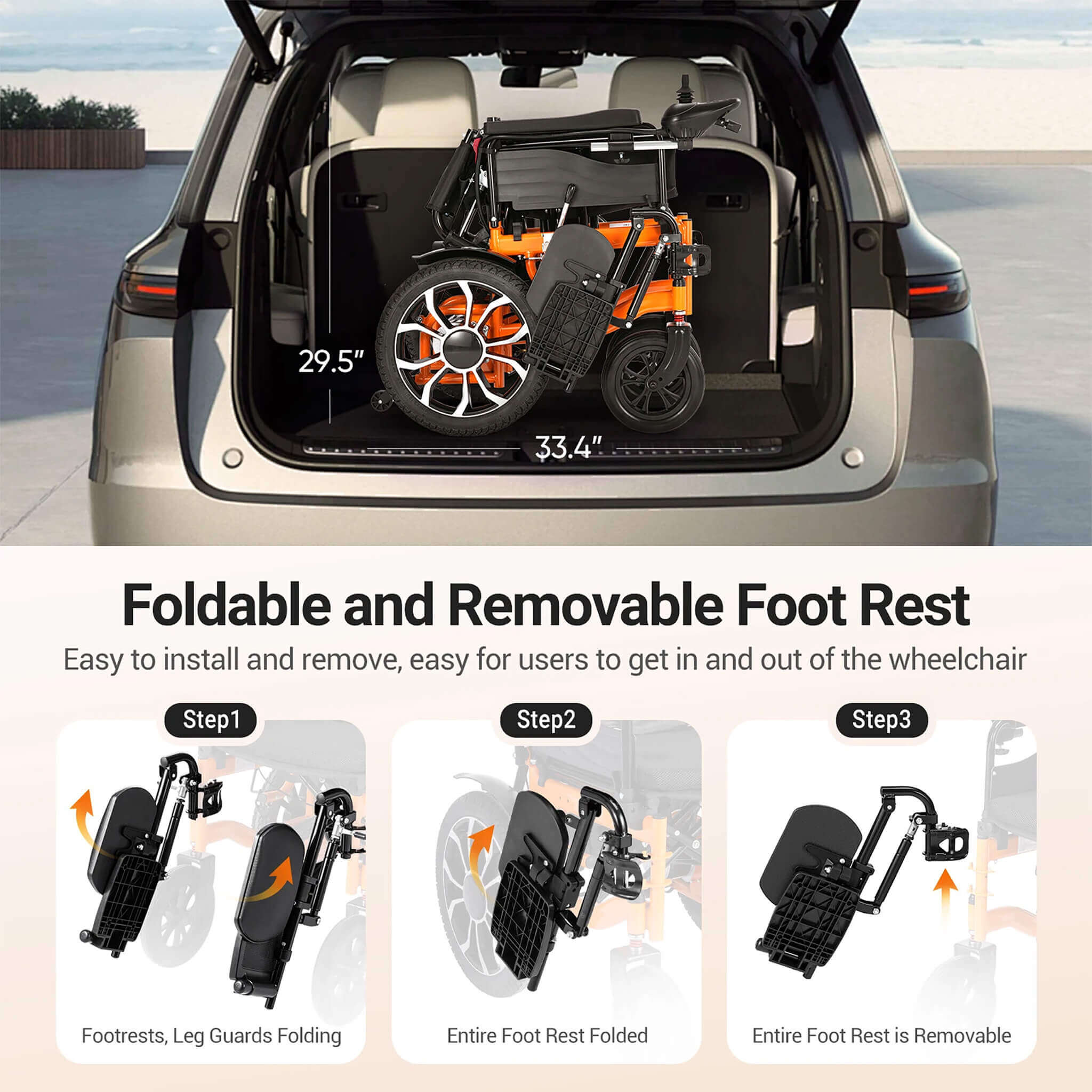 Premium Lightweight Electric Full Reclining Motorized Foldable Wheelchair (SAK91516) - Energize Trek