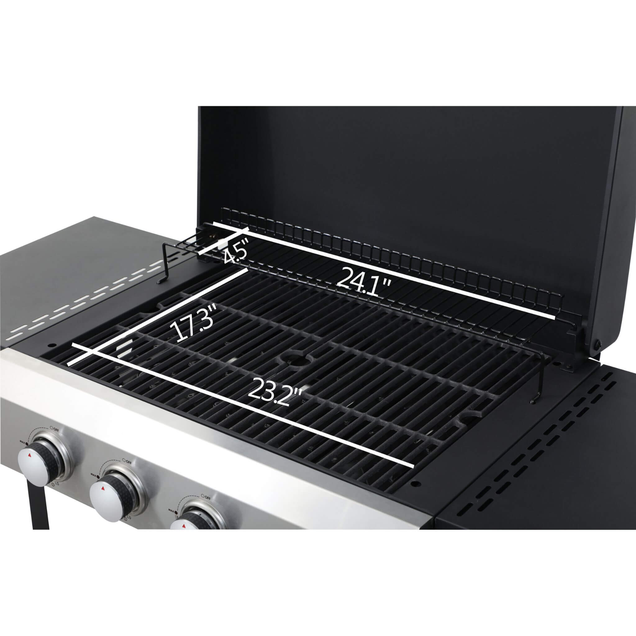 Premium Outdoor 4-Burner Propane BBQ Grill With Foldable Side Tables, Hanging Basket, And Cooking Grids (SAK53213) - Energize Trek