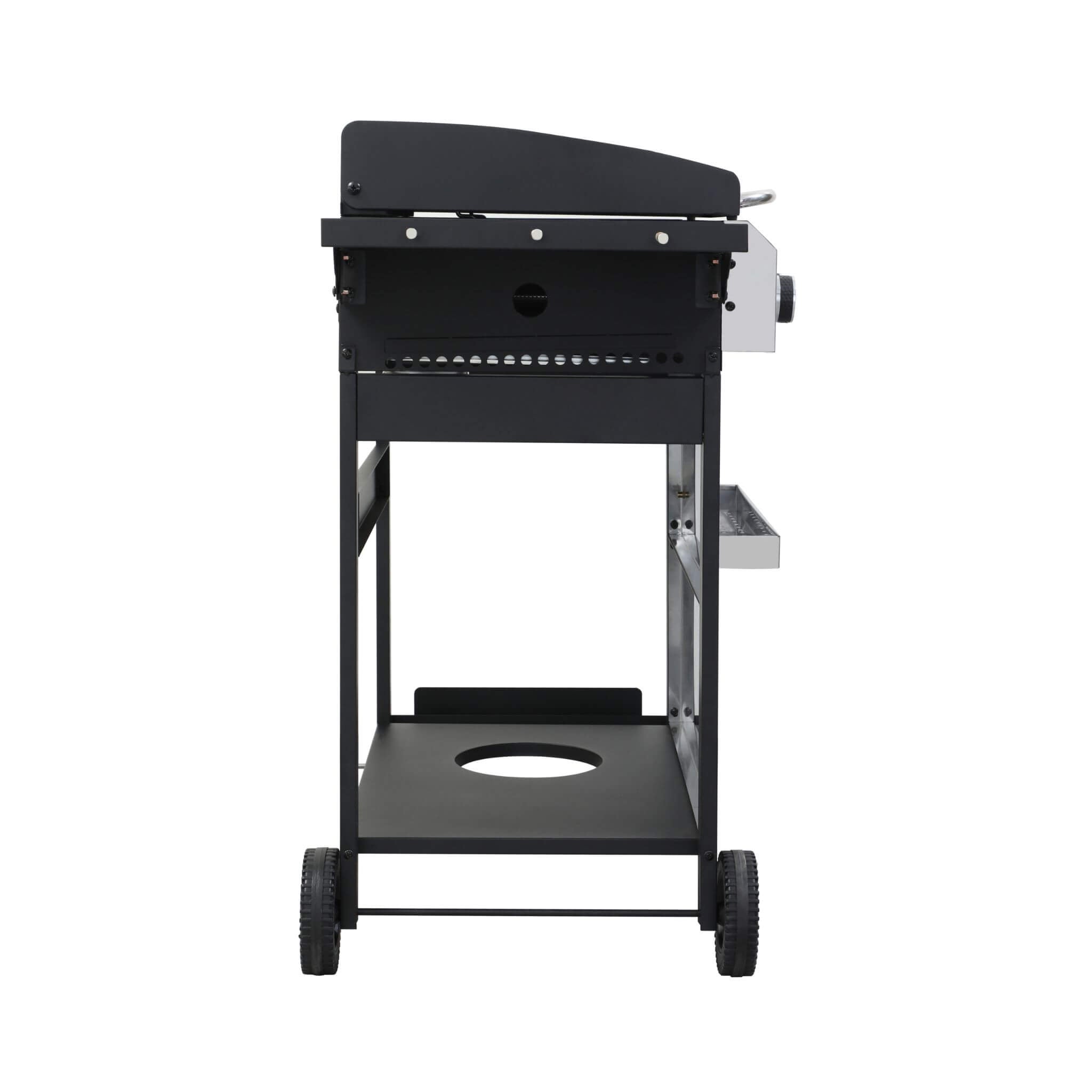 Premium Outdoor 4-Burner Propane BBQ Grill With Foldable Side Tables, Hanging Basket, And Cooking Grids (SAK53213) - Energize Trek