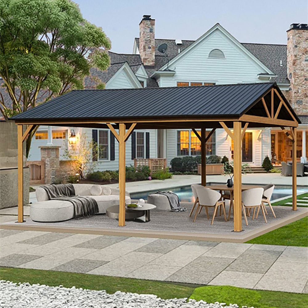 [12x20FT] Premium Outdoor Double-Layer Galvanized Steel Hardtop Gazebo Pergola For Patio (92475381) - Energize Trek