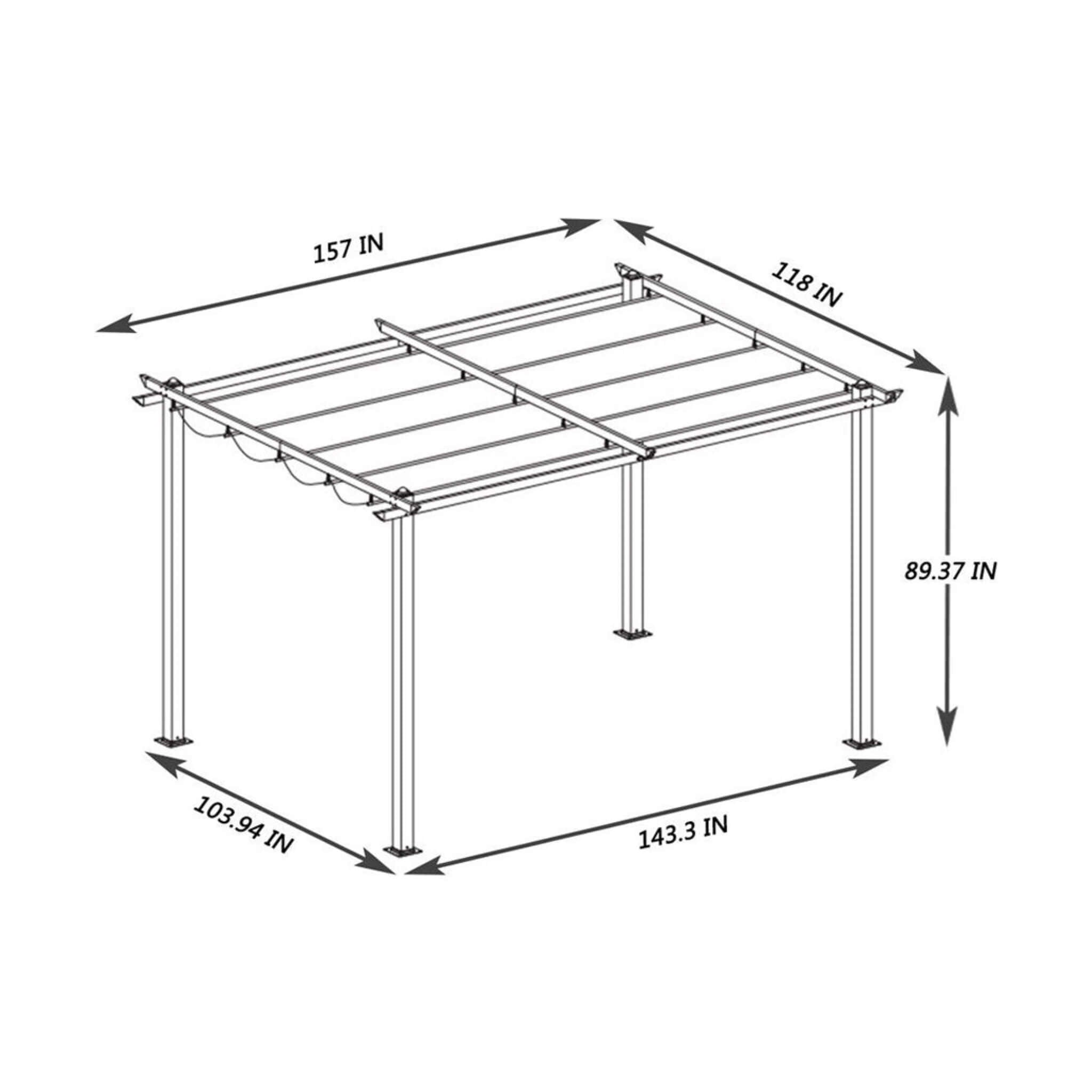 [10x13FT] Premium Outdoor Patio Retractable Pergola With Canopy (SAK01864) - Energize Trek