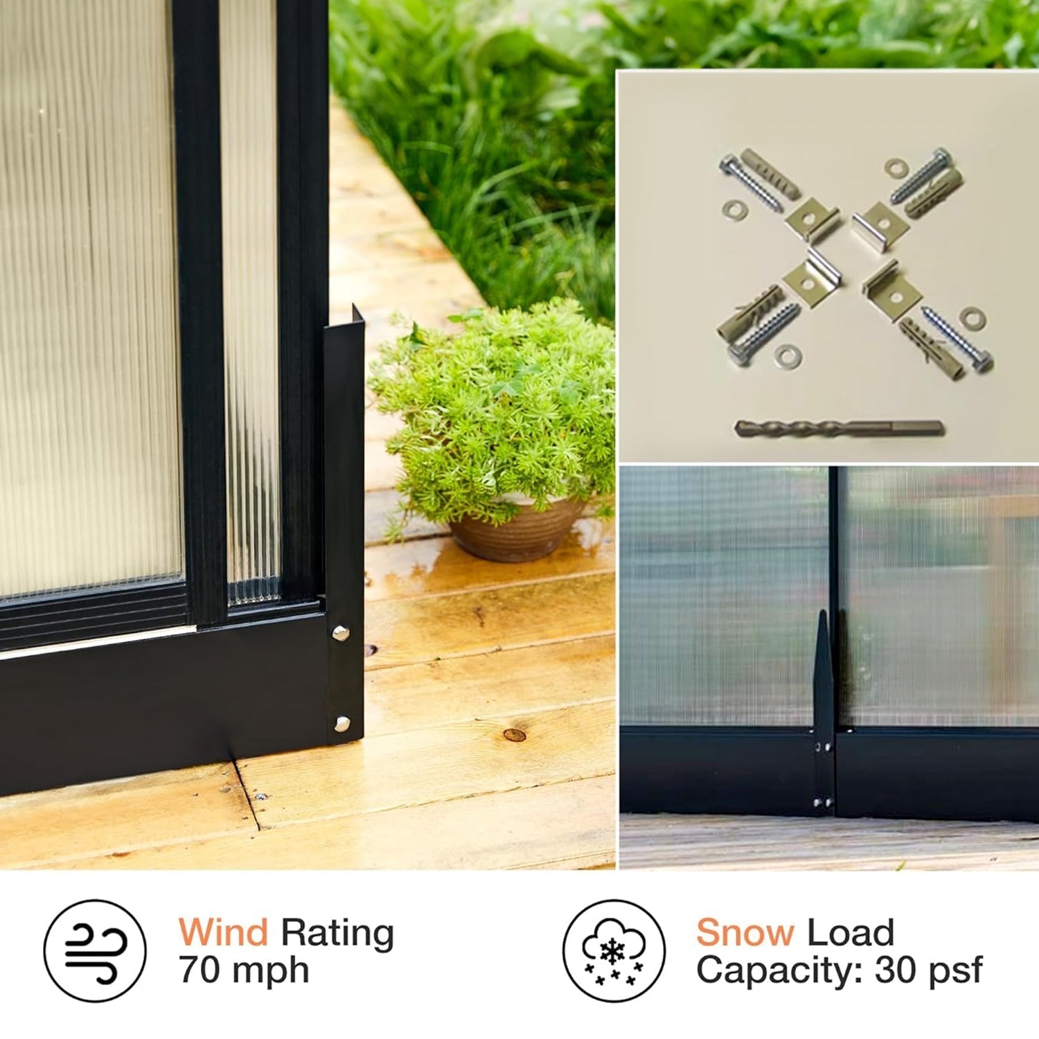 [10x14FT] Premium Outdoor Polycarbonate Greenhouse With Aluminum Frame And Double Swing Doors (93841752) - Energize Trek