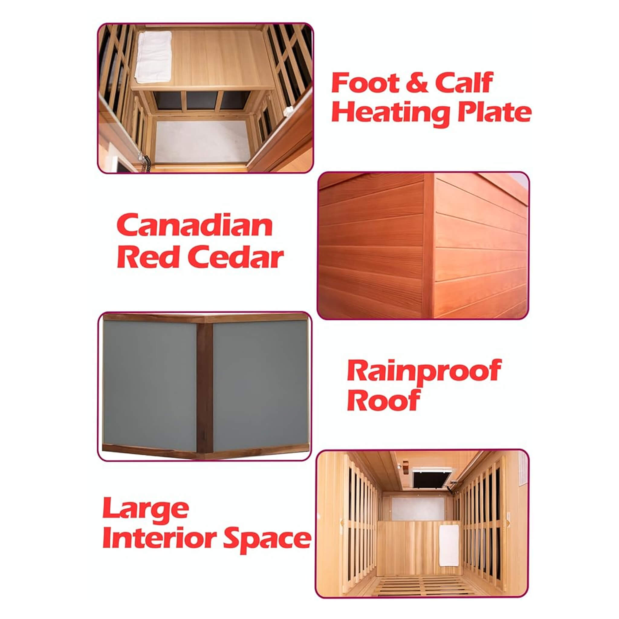 Premium 1-Person Outdoor Red Cedar Infrared Sauna With Low EMF, Chromotherapy And Bluetooth (SAK32783) - Energize Trek