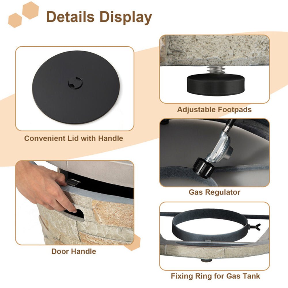 Premium Round Outdoor Propane Patio Gas Fire Pit Table W/ Lava Rock & Cover, 36" (SAK24173) - Energize Trek