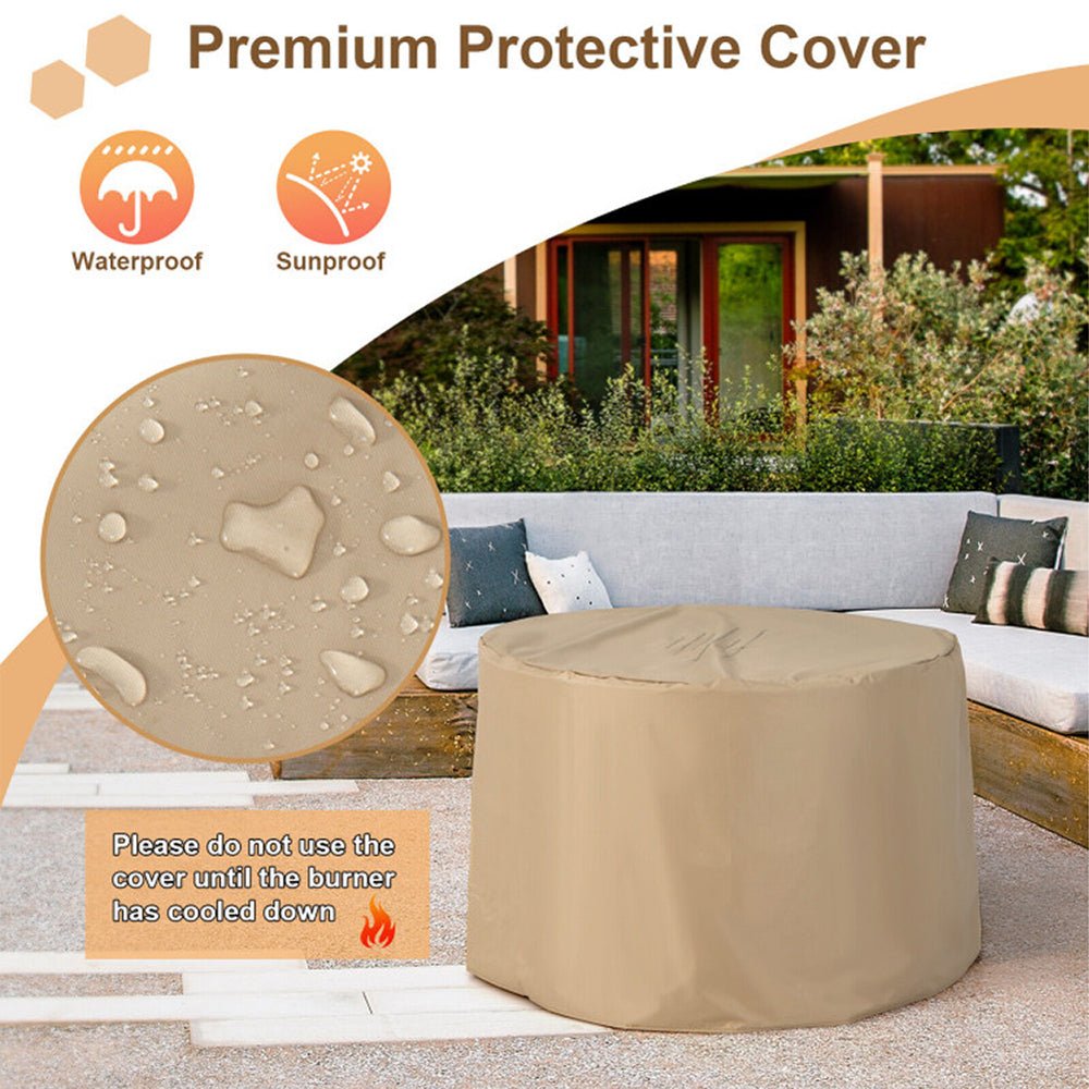 Premium Round Outdoor Propane Patio Gas Fire Pit Table W/ Lava Rock & Cover, 36" (SAK24173) - Energize Trek