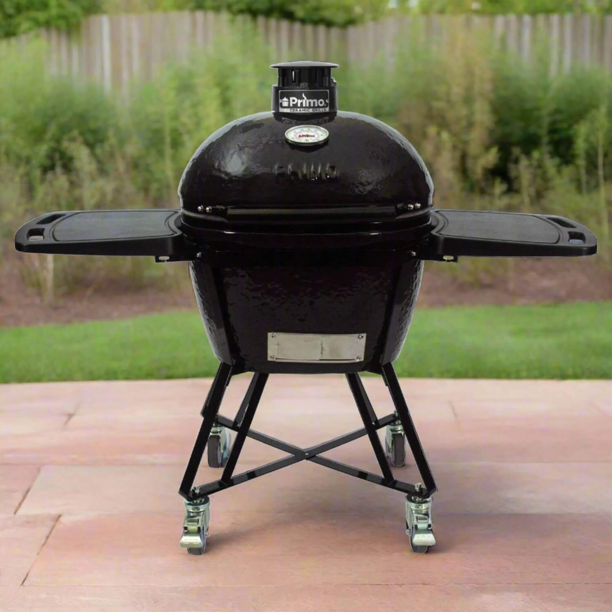 Primo Oval Large 300 All-In-One Ceramic Kamado Grill W/ Cradle, Side Shelves & Stainless Steel Grates [PGCLGC] (SAK21293) - Energize Trek