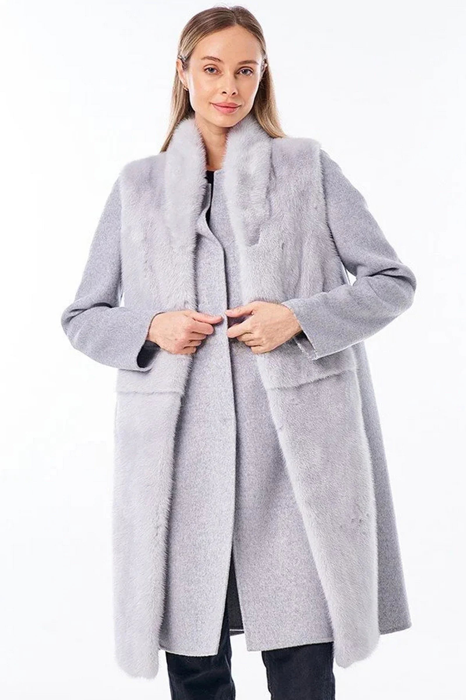 Genuine Mink Fur Virgin Wool Coat Plus Vest - Energize Trek