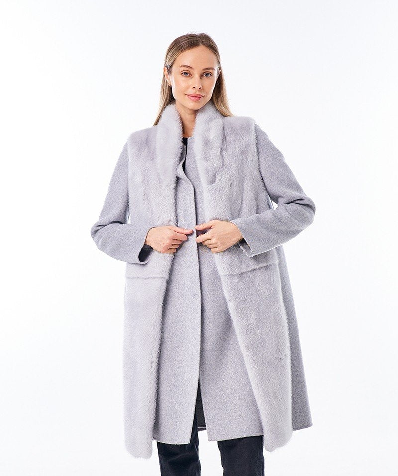 Genuine Mink Fur Virgin Wool Coat Plus Vest - Energize Trek