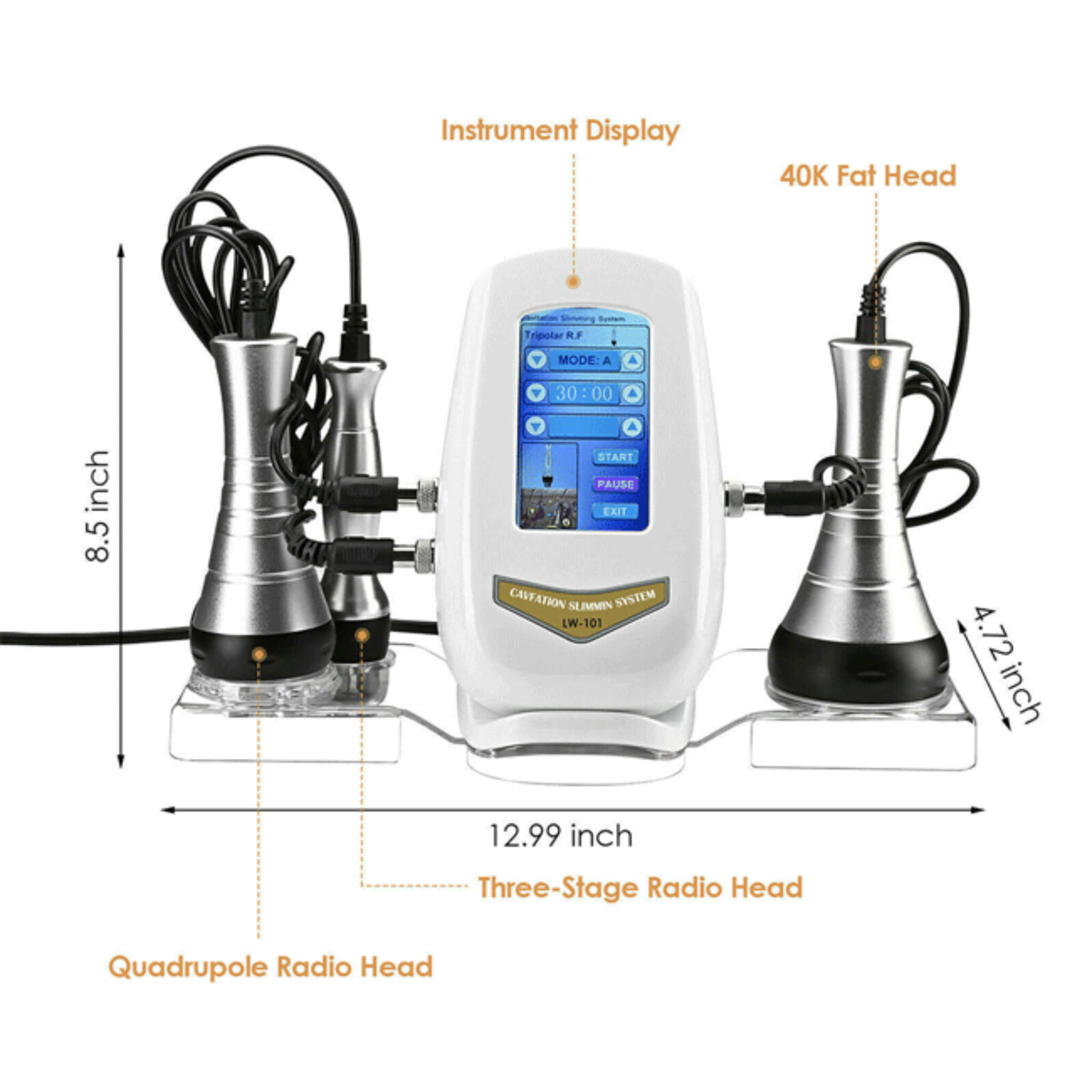 Professional Ultrasonic Cavitation RF Laser Lipo Machine -  Fat Reduction & Weight Loss (SAK95112) - Energize Trek