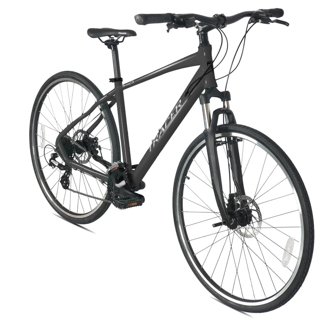 racer Bravery DX (UPC: 755532047992), 700C Hybrid Bikes 24-Spees Alloy Frame-450mm Alloy Suspension Fork Disc Brake Shimano Altus RD-M310 8-Speed - Energize Trek