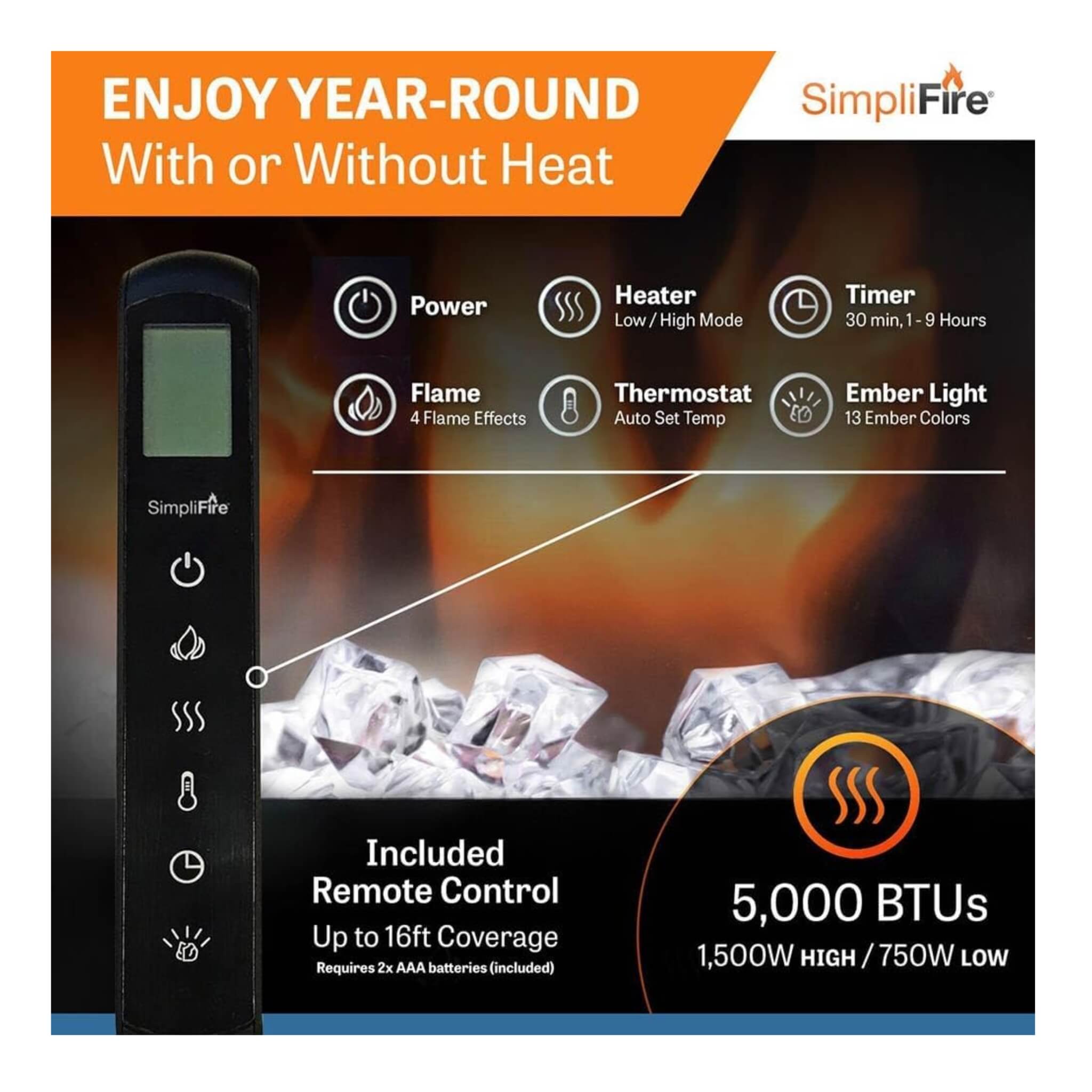 Simplifire Allusion Recessed Linear Electric Fireplace [SF-ALL48/50/60-BK] (SAK13256) - Energize Trek