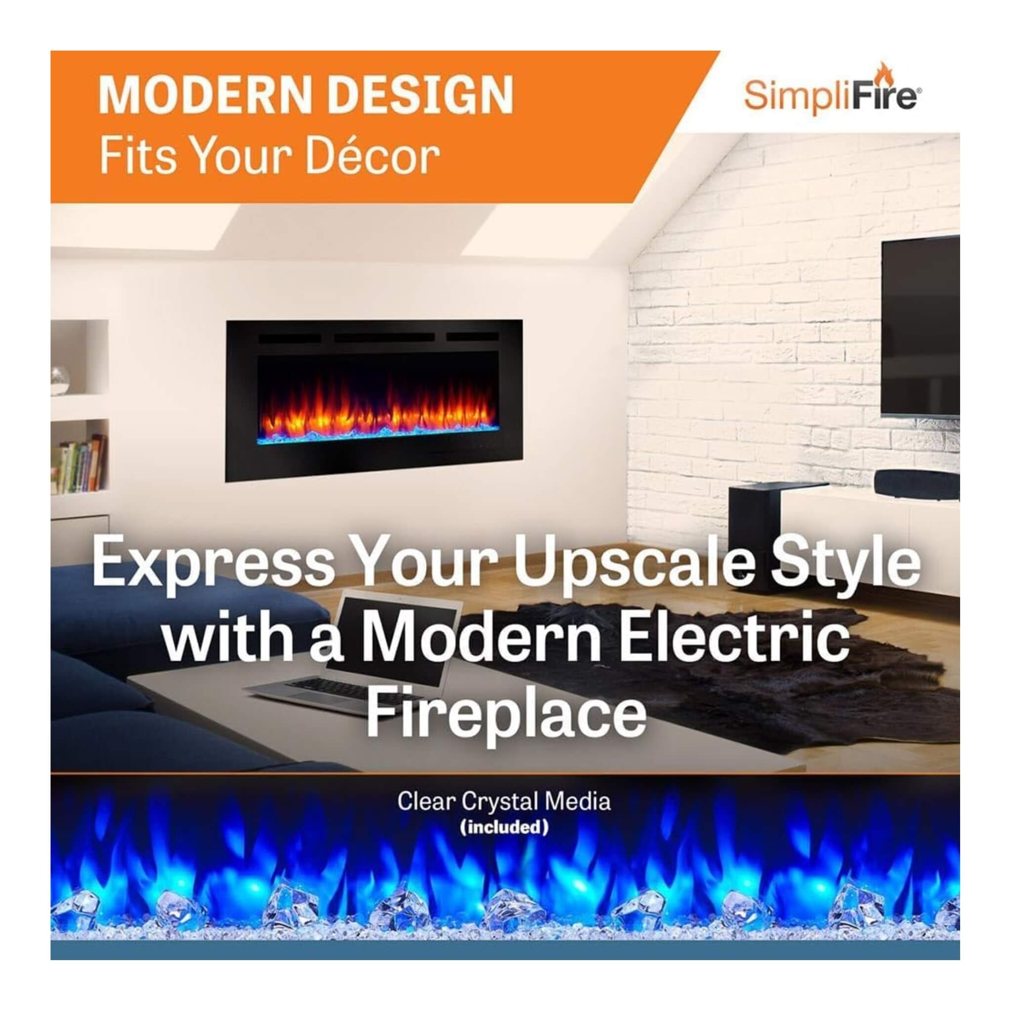 Simplifire Allusion Recessed Linear Electric Fireplace [SF-ALL48/50/60-BK] (SAK13256) - Energize Trek