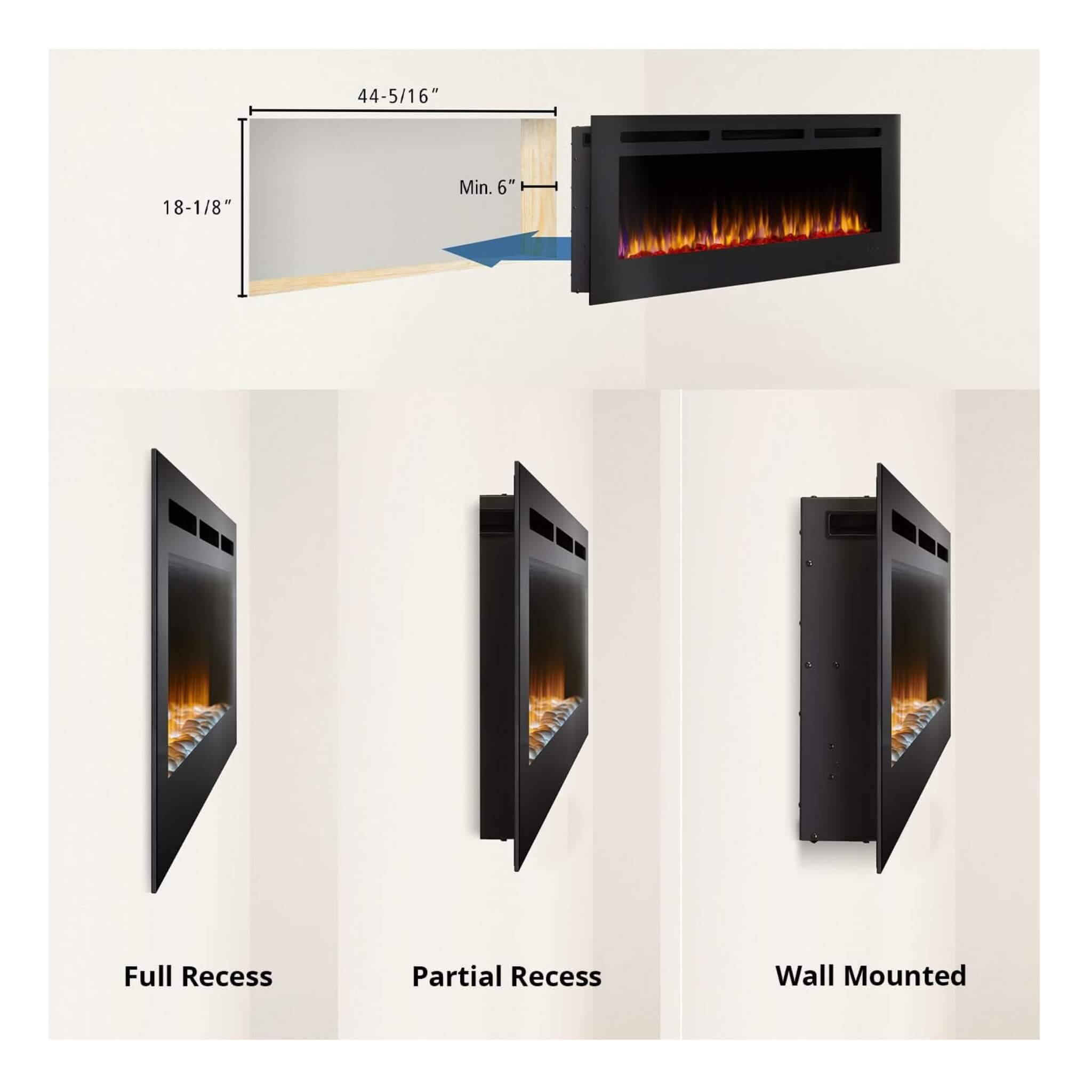 Simplifire Allusion Recessed Linear Electric Fireplace [SF-ALL48/50/60-BK] (SAK13256) - Energize Trek