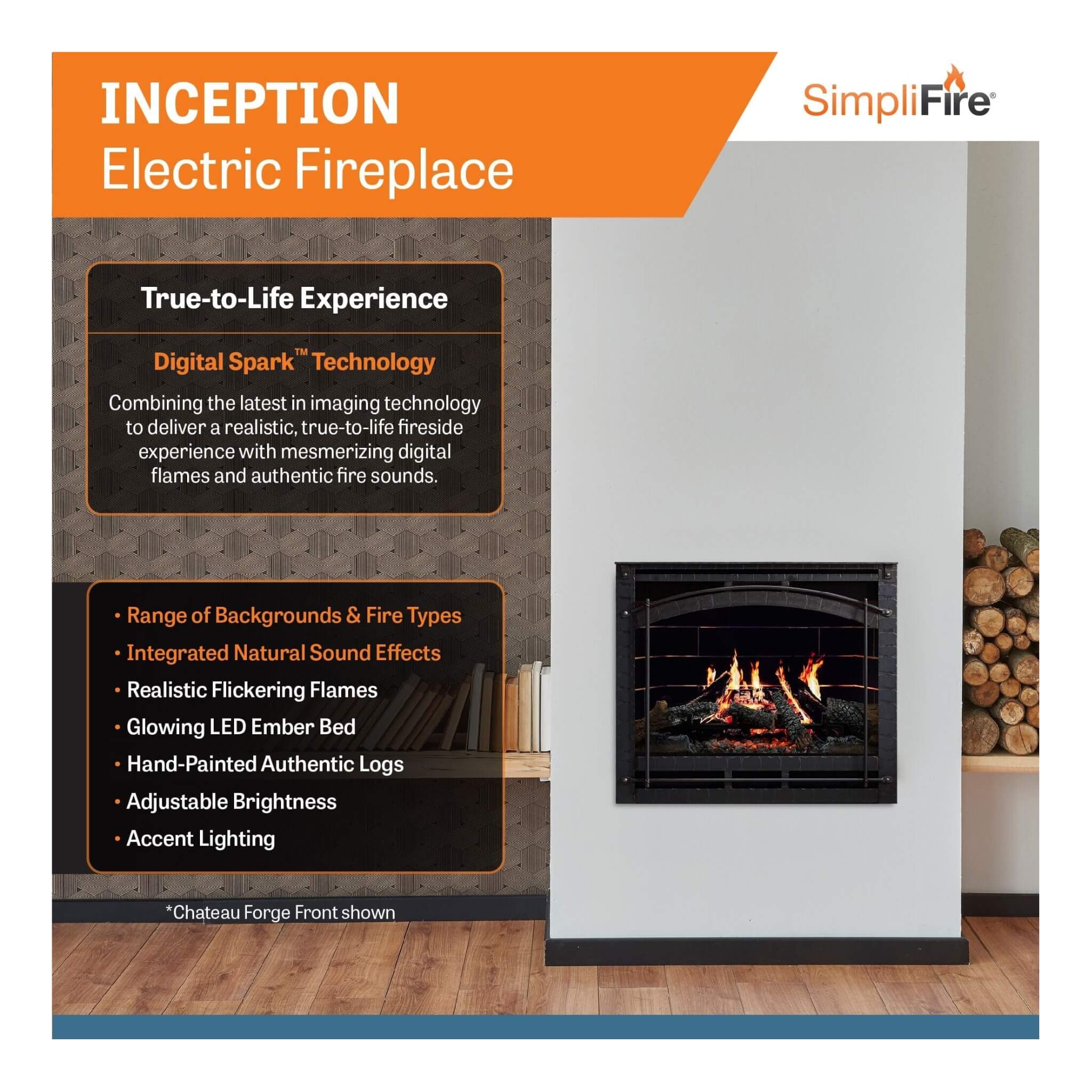 Simplifire Inception 36" Traditional Electric Fireplace [SF-INC36] (SAK87541) - Energize Trek