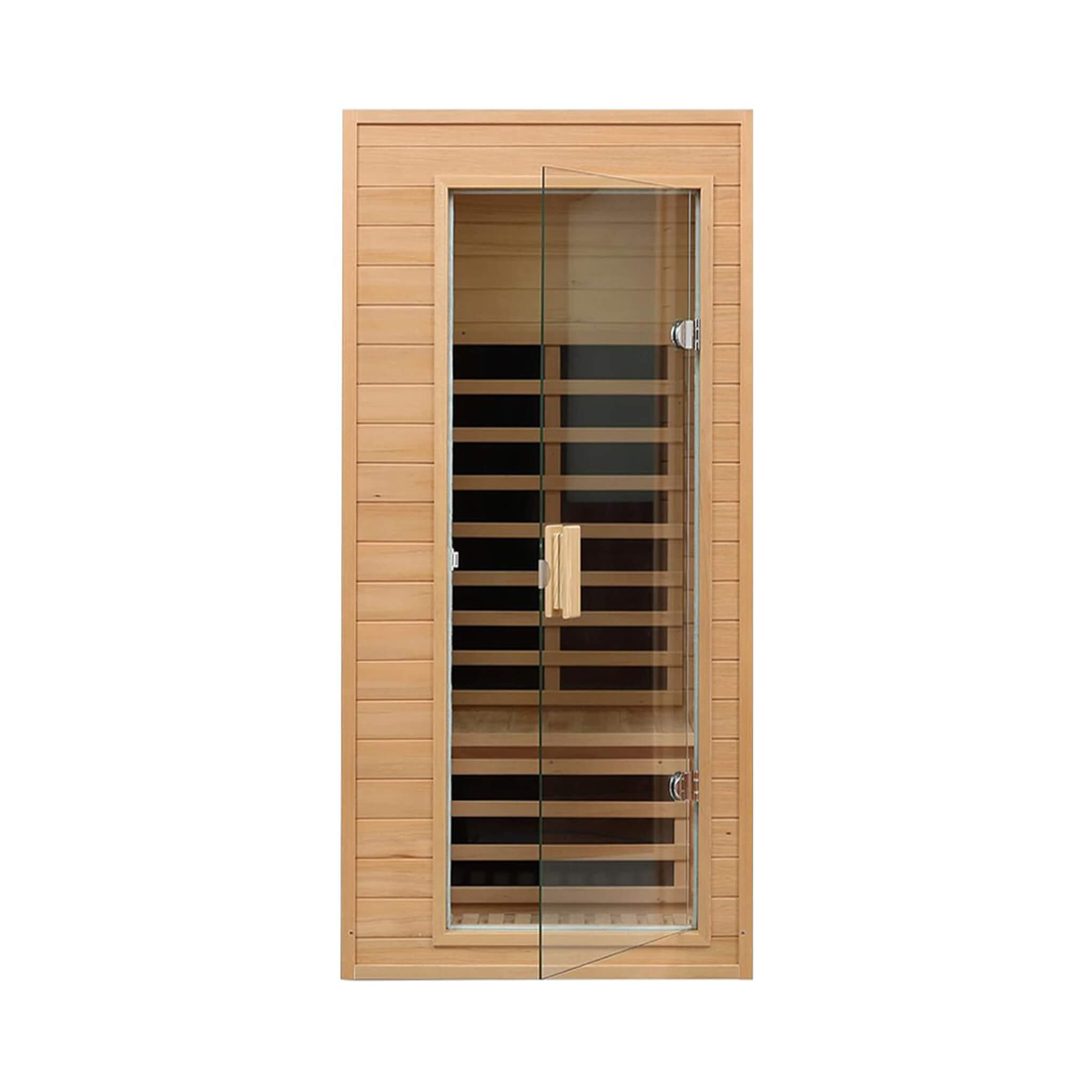 Premium 1-Person Indoor Low EMF FAR Infrared Heat Hemlock Wood Personal Home Spa Sauna, 1200W (SAK27463) - Energize Trek