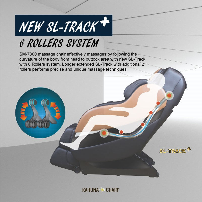 Kahuna SM-7300 Massage Chair – XL 2D SL-Track with 6 Auto Programs - Energize Trek
