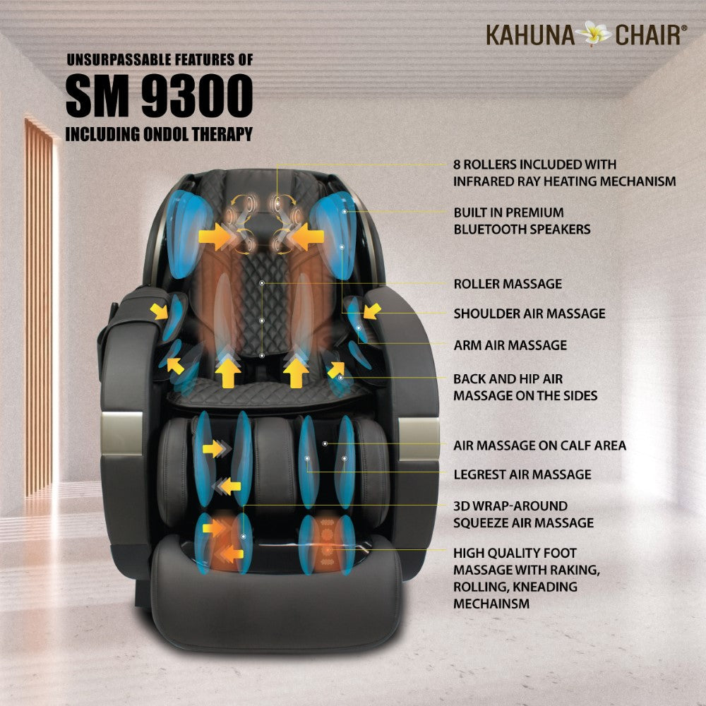 Kahuna Chair SM-9300 Premium 4D Massage Chair with Body Scan & Dual Heating - Energize Trek