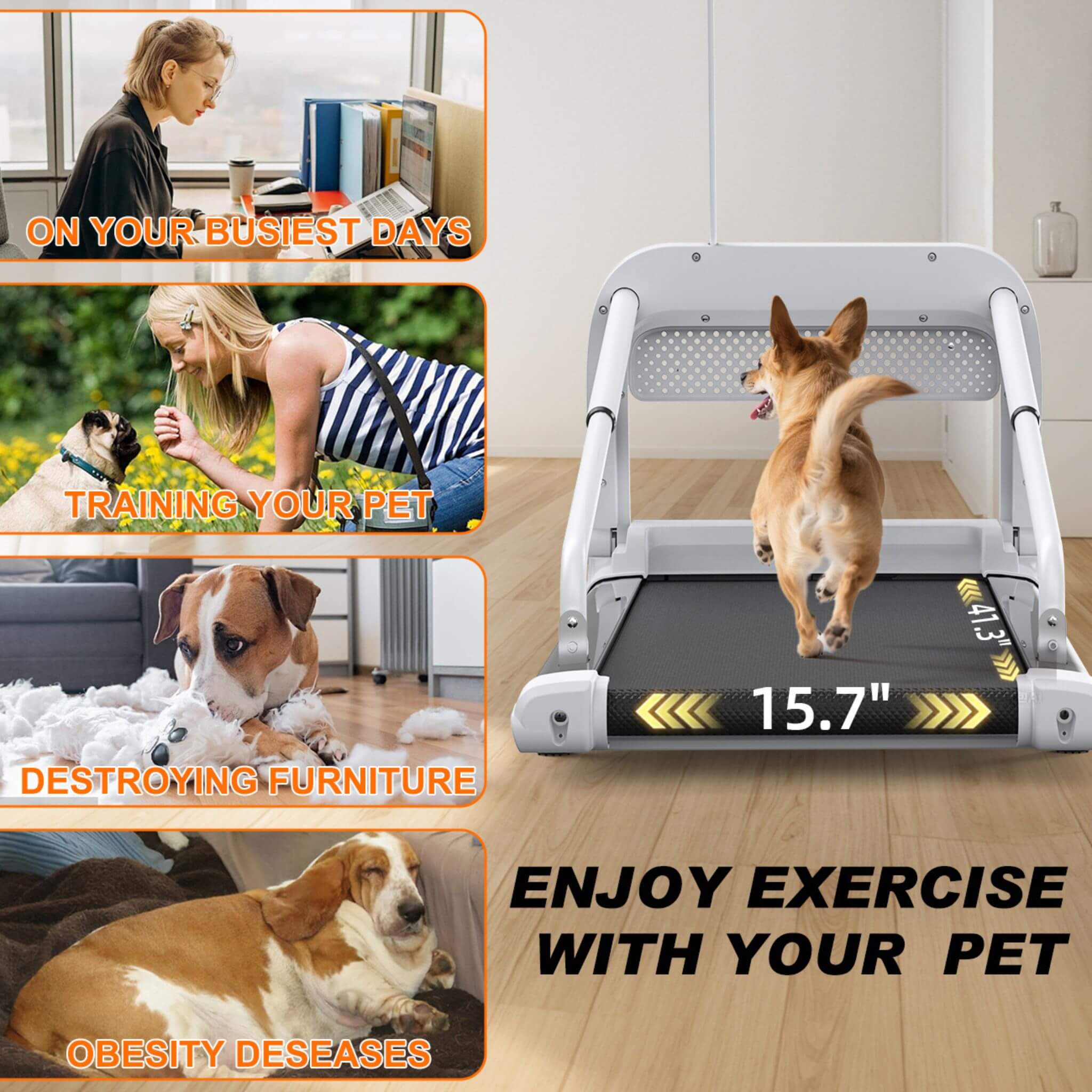 Smart Pet Treadmill With Adjustable Speed For Small And Medium Dogs (SAK72537) - Energize Trek