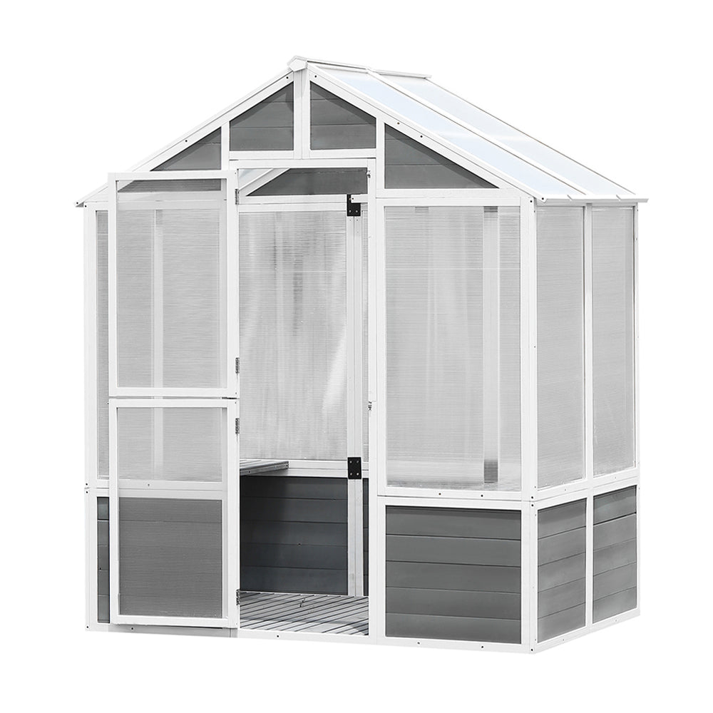 Outdoor Walk-In Polycarbonate Garden Greenhouse With Drain Holes, 4x6FT (SAK51873) - Energize Trek