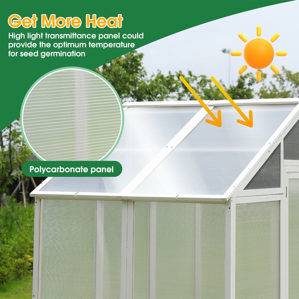 Outdoor Walk-In Polycarbonate Garden Greenhouse With Drain Holes, 4x6FT (SAK51873) - Energize Trek