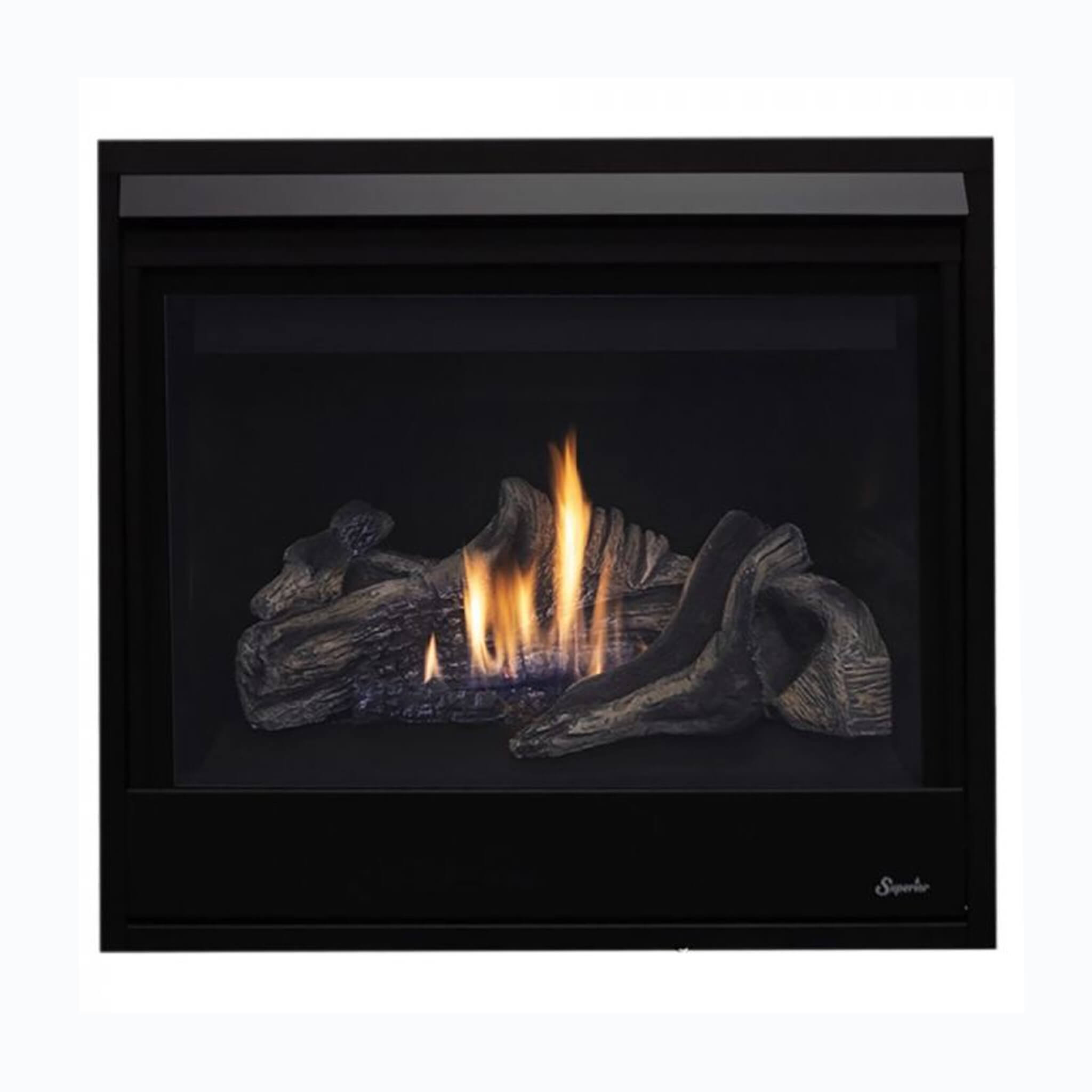 Superior Fireplaces 40" Contemporary Black Glass Direct Vent Gas Fireplace With Battery Back Up [DRC3040DEN-B] (SAK40523) - Energize Trek