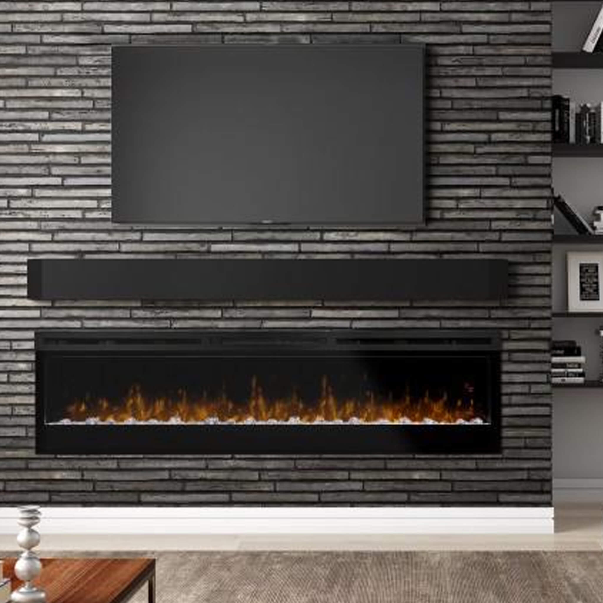 White Mountain Hearth Nexfire 74" Contemporary Linear Electric Wall Mount Fireplace [EBL74] (SAK14782) - Energize Trek